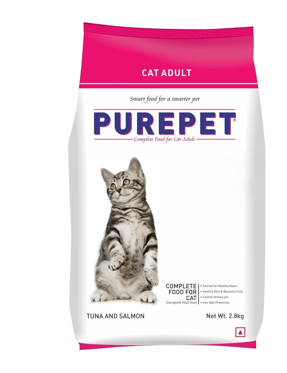 Purepet Adult Dry Cat Food 2.8kg | Tuna & Salmon Flavour | Taurine for Heart Health | Healthy Skin & Beautiful Coat | Control Urinary pH | Hair Ball Protection | Prebiotic & Probiotic