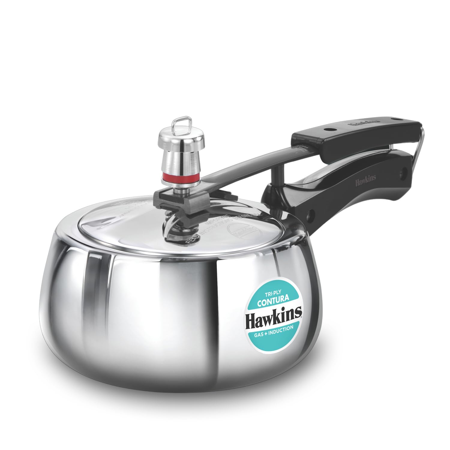 Hawkins Contura 1.5 Litre Stainless steel Pressure Cooker | Curved Body | Induction Compatible | Ideal for 1 2 persons | ISI Certified | Guaranteed for 5 year | Silver (SSTCO15)