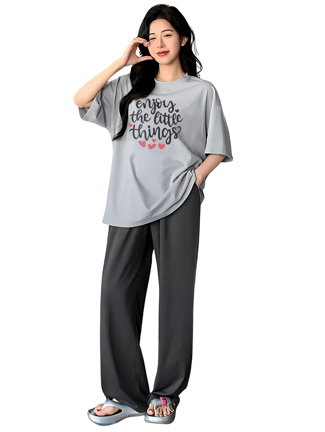KSHS Printed Round Neck Short Sleeve Nightsuit Set | Pajama Set | Casual Night Dress for Women Cotton