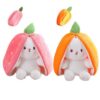 Storescent Reversible Soft Toys for Children – Strawberry Bunny Plush Stuffed Animal – Adorable Rabbit Plushie with Zipper for Boys and Girls (Strawberry+Carrot Bunny 2Pcs) 30CM