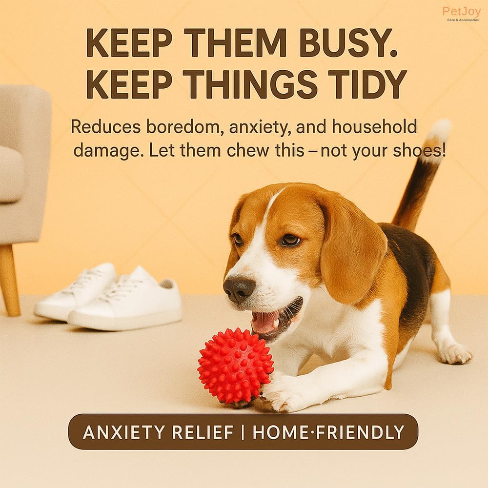 3″ Spike Dog Balls for Aggressive Chewers, Durable Interactive Spiky Ball for Teething, Indestructible Rubber Dog Chew Toys, Tough Pet Toys for Small, Medium & Large Breeds