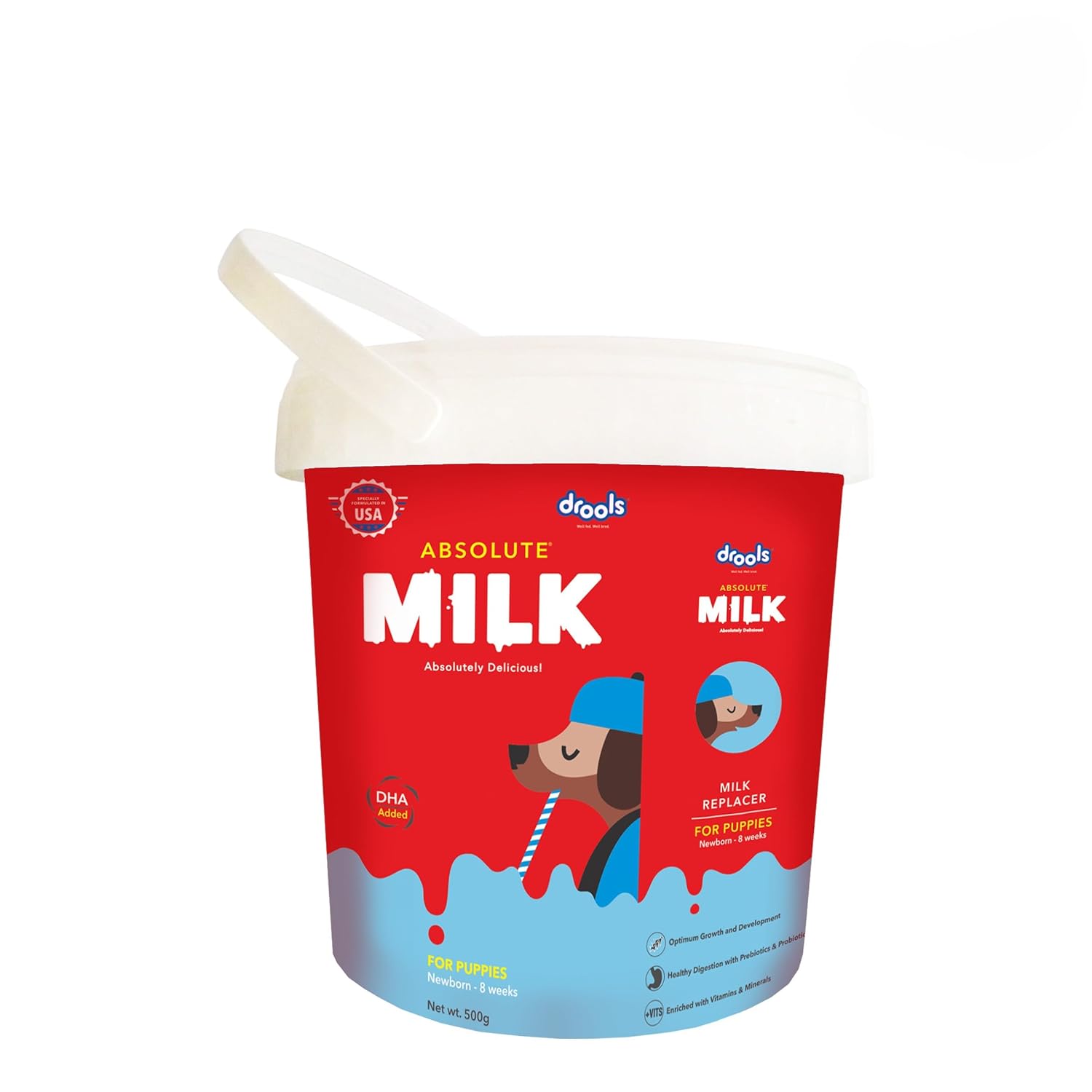 Drools Absolute Liquid Milk Newborn Puppies 500g Pack | Puppy Milk Replacer | Supports Growth & Development