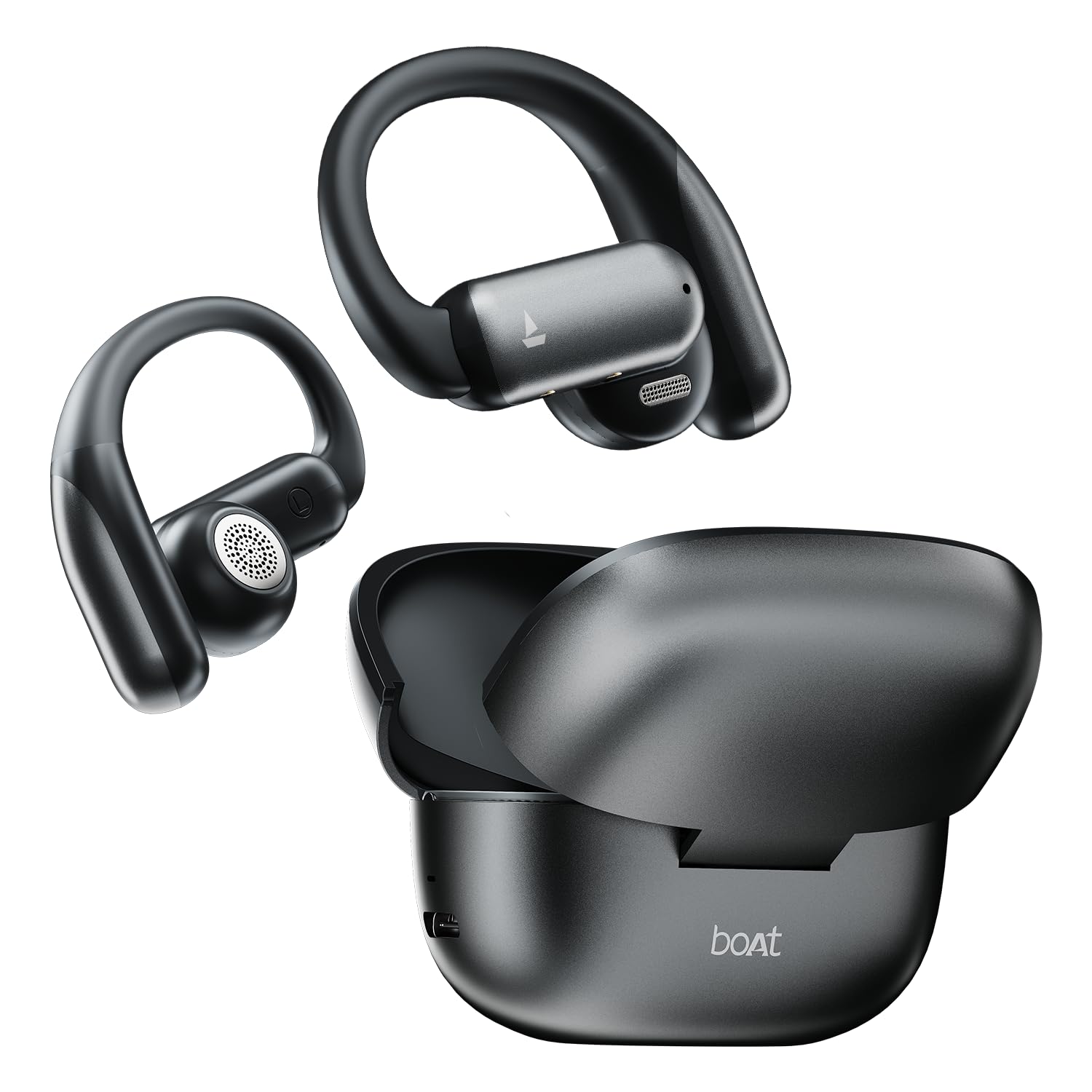 boAt 2026 Launch Airdopes Stride, 50 Hrs Playtime, Quad Mics ENx™ Tech, Open-Ear Comfort, 13mm Drivers, Beast™ Mode, Spatial Audio, IPX4 Resistance, Multipoint Connectivity OWS Earbuds(Ash Black)