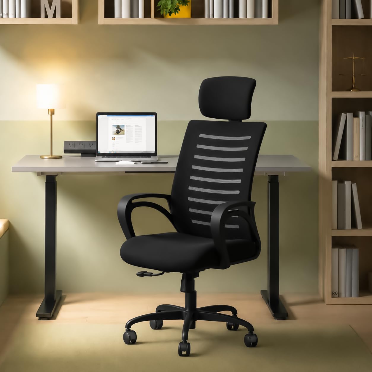 CELLBELL Desire C104 Mesh High Back Ergonomic Office Chair – Adjustable Seat Height, Sturdy Metal Base, Revolving Study & Computer Chair for Work from Home, Black