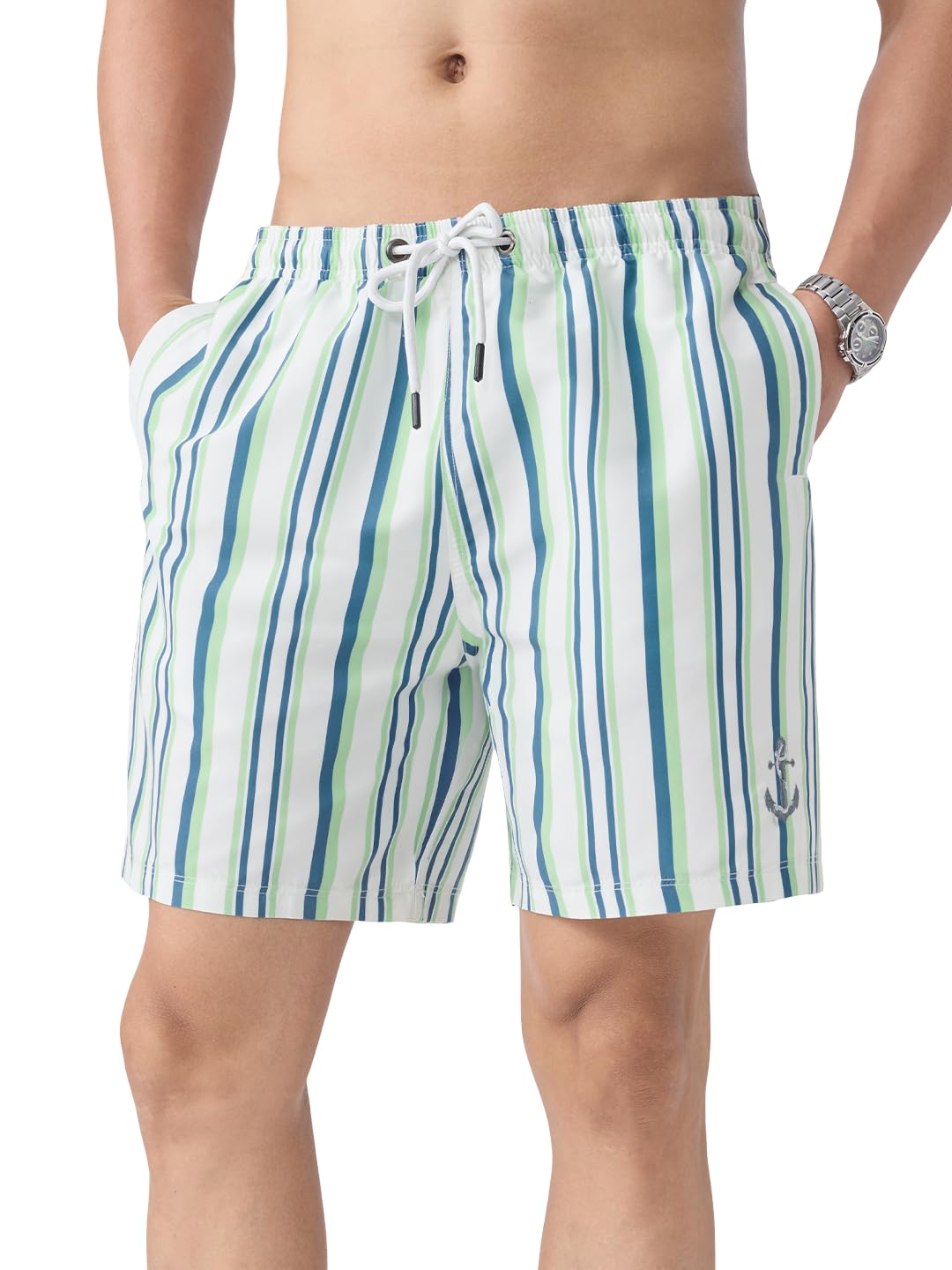 The Souled Store Swin Shorts: Men and Boys Drawstring Waist Polyester Regular Fit Quick-Dry Lightweight Swim Shorts