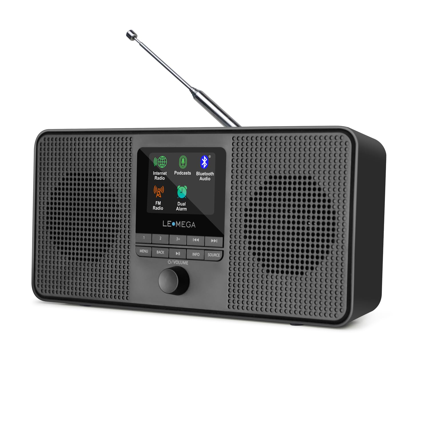 LEMEGA IR4S Stereo WiFi Internet Radio,FM Digital Radio, Spotify Connect, Bluetooth Speaker, Dual Alarms Clock, 40 Presets, Headphone-Output, Batteries or Mains Powered – Black Finish