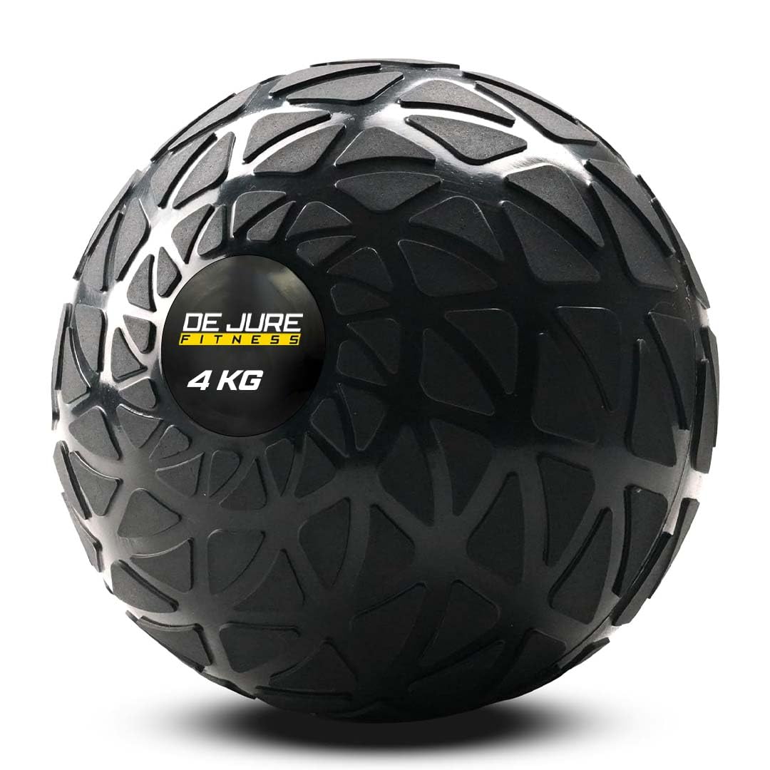 DE JURE FITNESS Premium Slam Ball 7″ Diameter – 4 KG Weighted Medicine Ball – No Bounce – Textured Grip – Strength Training, Crossfit, Power & Core Workout Ball for Home Gym – 4 KG
