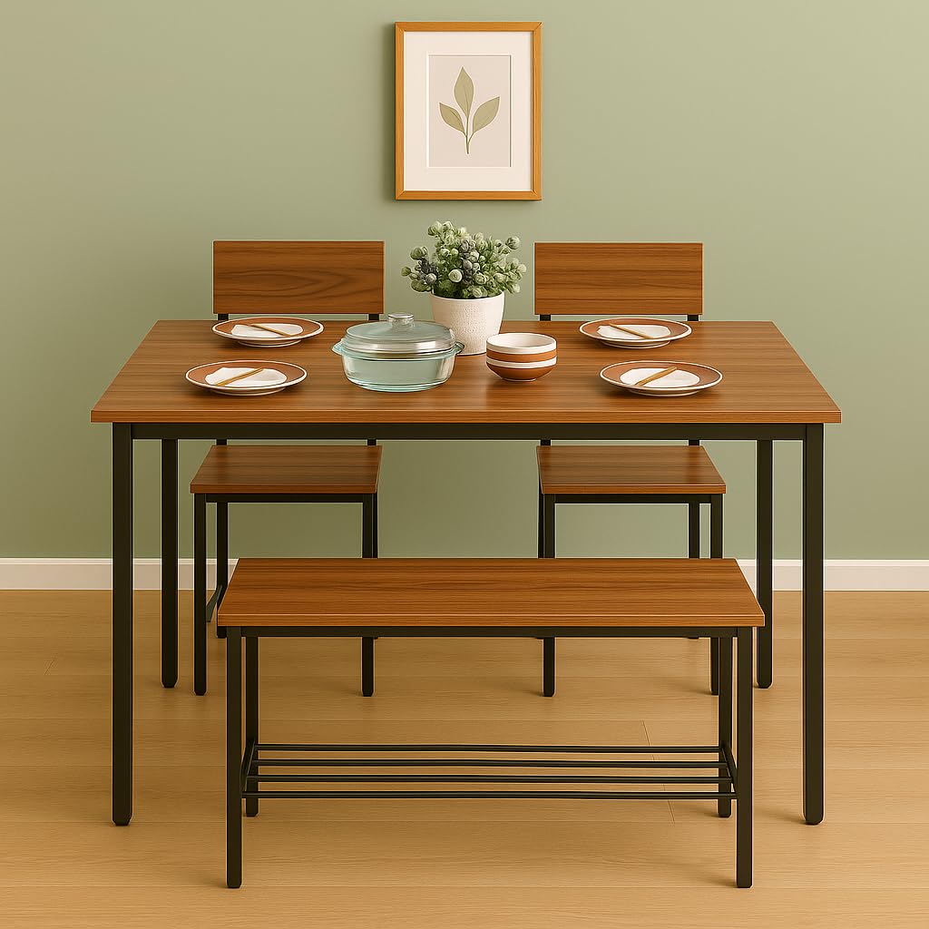 Compact Dining Table 4 Seater Set | Steel Dining Table for Small Homes | Space-Saving Furniture for 2–4 Person Dining