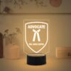 3D Illusion Personalized Name Advocate LED Lamp Battery Operated Black Base Warm White Light Gift for LLB Student Gift for Lawyer Student