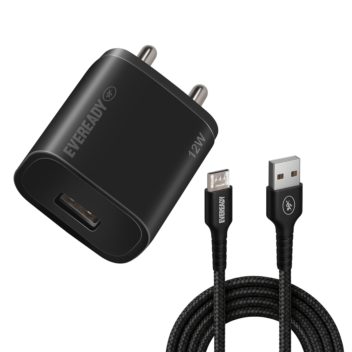 Eveready 12W Compact Charger,Lightweight Design,BIS Certified,Complete Protection Against Overvoltage & Overload at Output,Universal Compatibility (Cable Included) Black