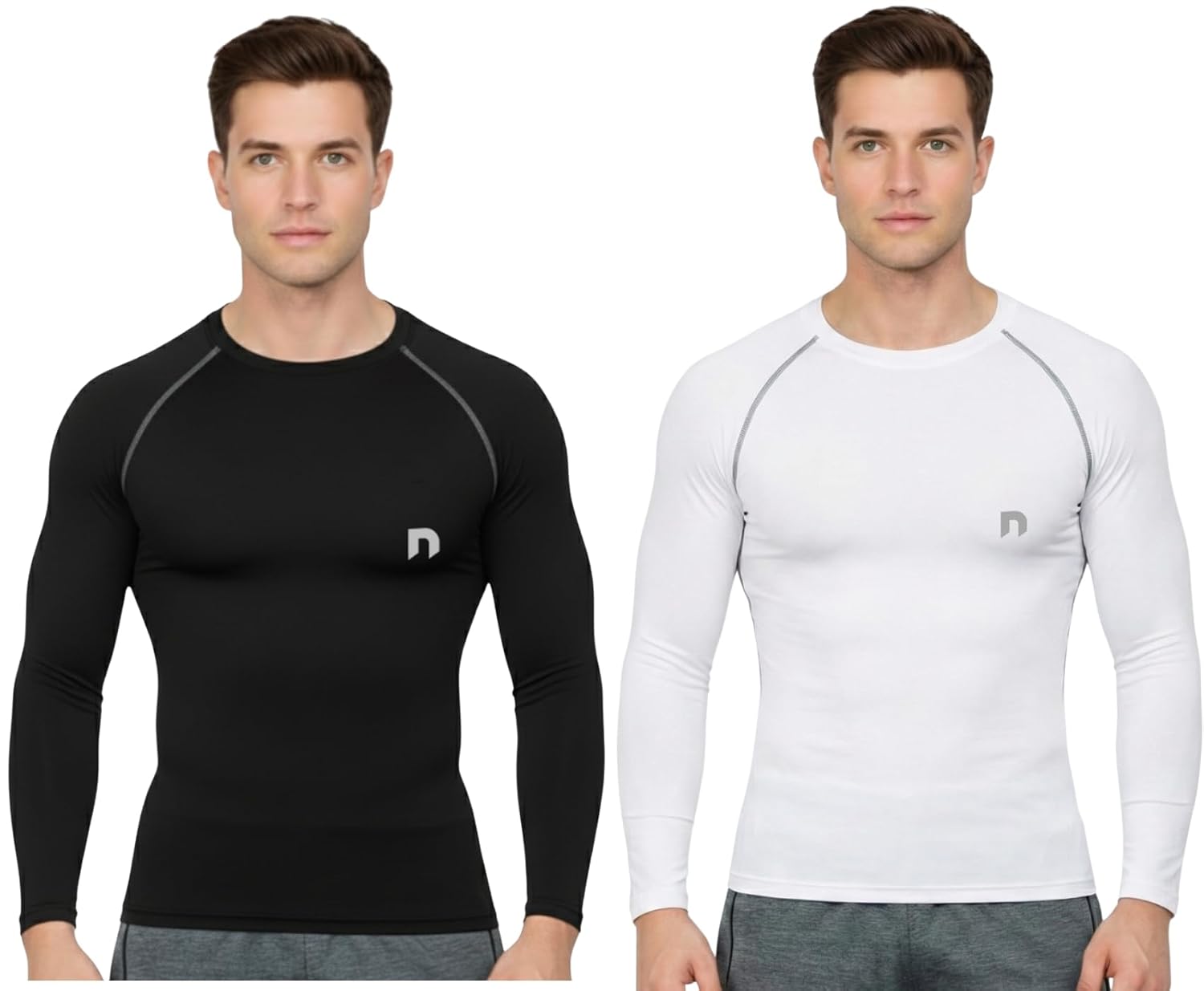 NEVER LOSE Men’s Compression Ultima T-Shirt Top Skin Tights Fit Inner Wear Full Sleeve for Gym Cricket Football Badminton Sports Combo (Pack of 2)