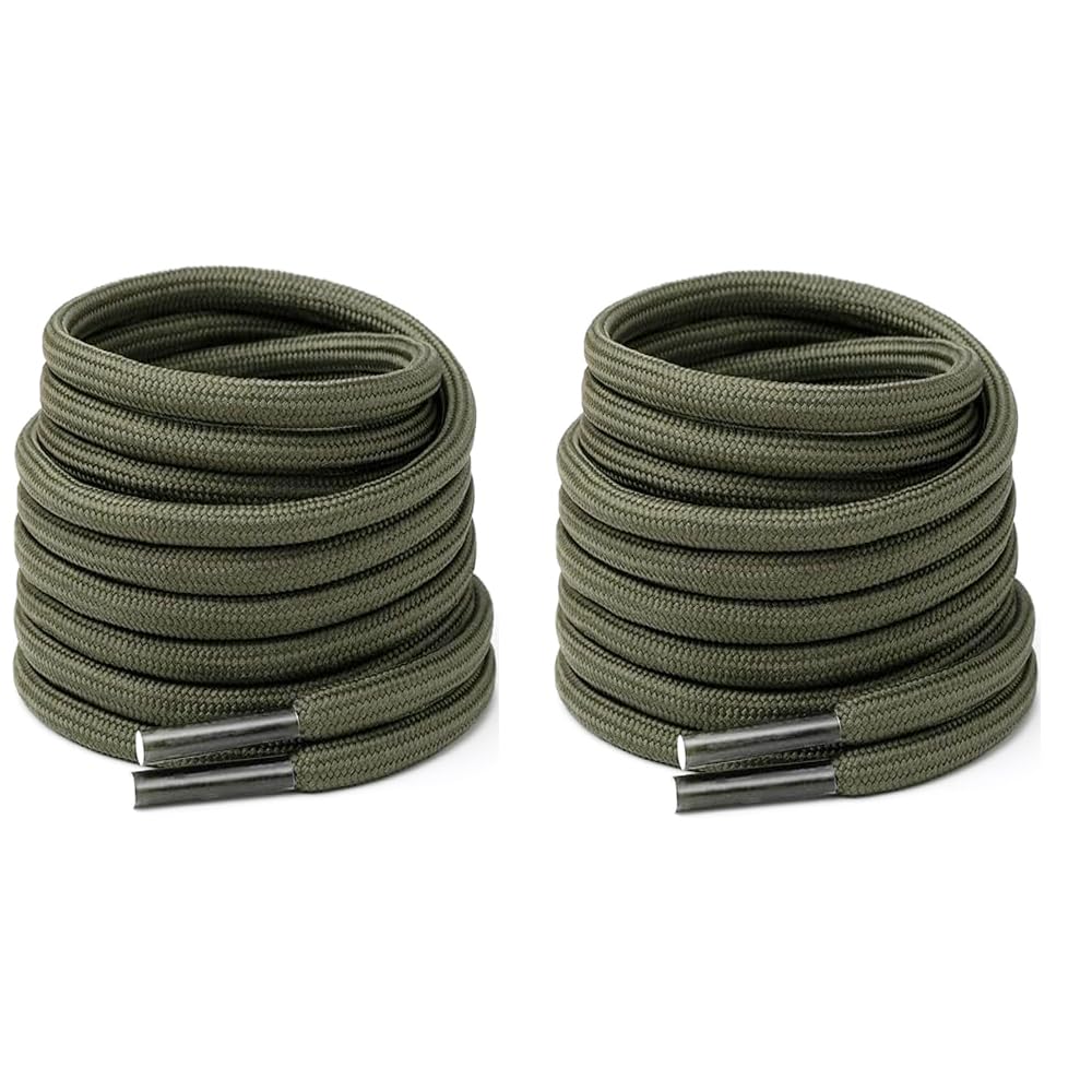 XERUS shoelace Round Olive Green color Shoe laces pack of 2pair for Green Hiking Boots Sports Men & Women Shoe Care & Accessories 180cm(7-8pair holes)