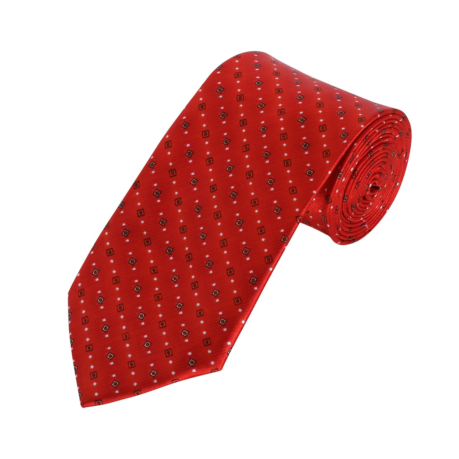 TRIPIN Men’s Red White Square Dot Jacquard Tie for Wedding, Party & Formal Wear
