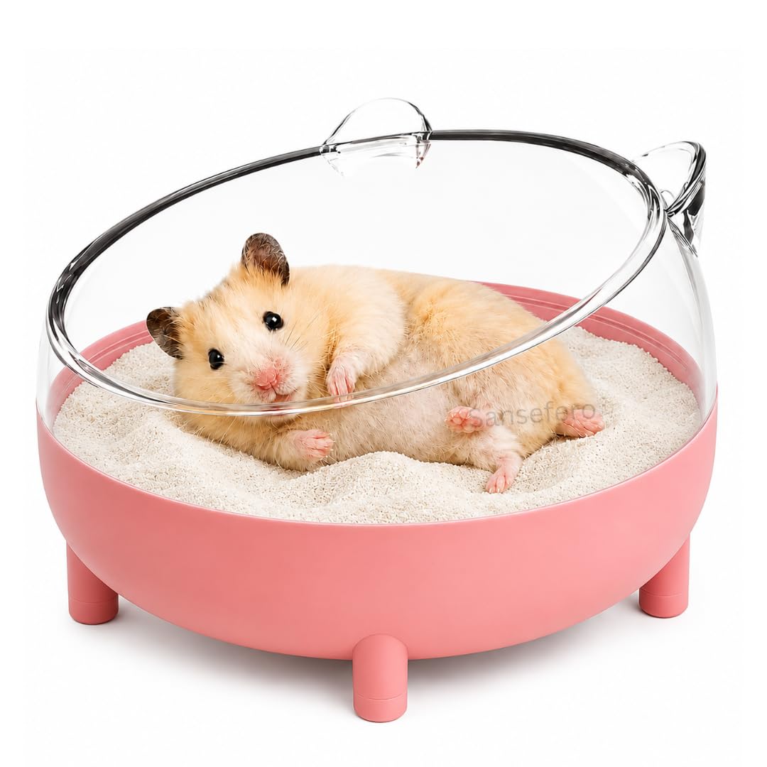 SANSEFERO Hamster Bath Tub Basin for Relaxing Bathing Box for Hamsters, Dwarf, Chinchillas, Mice & Gerbils Enhance Hygiene Splash Proof & Comfort in Style (Random Color)