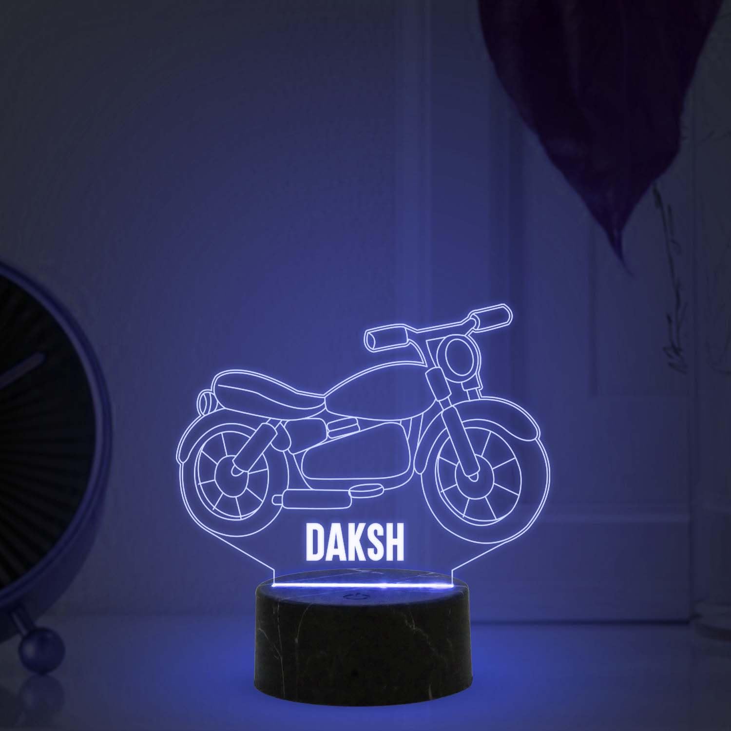 3D Illusion Personalized Bullet Bike Night Light | Gift for Bullet Lover | Birthday Gift for Bhai | Automatic Color Changing Light & USB Powered
