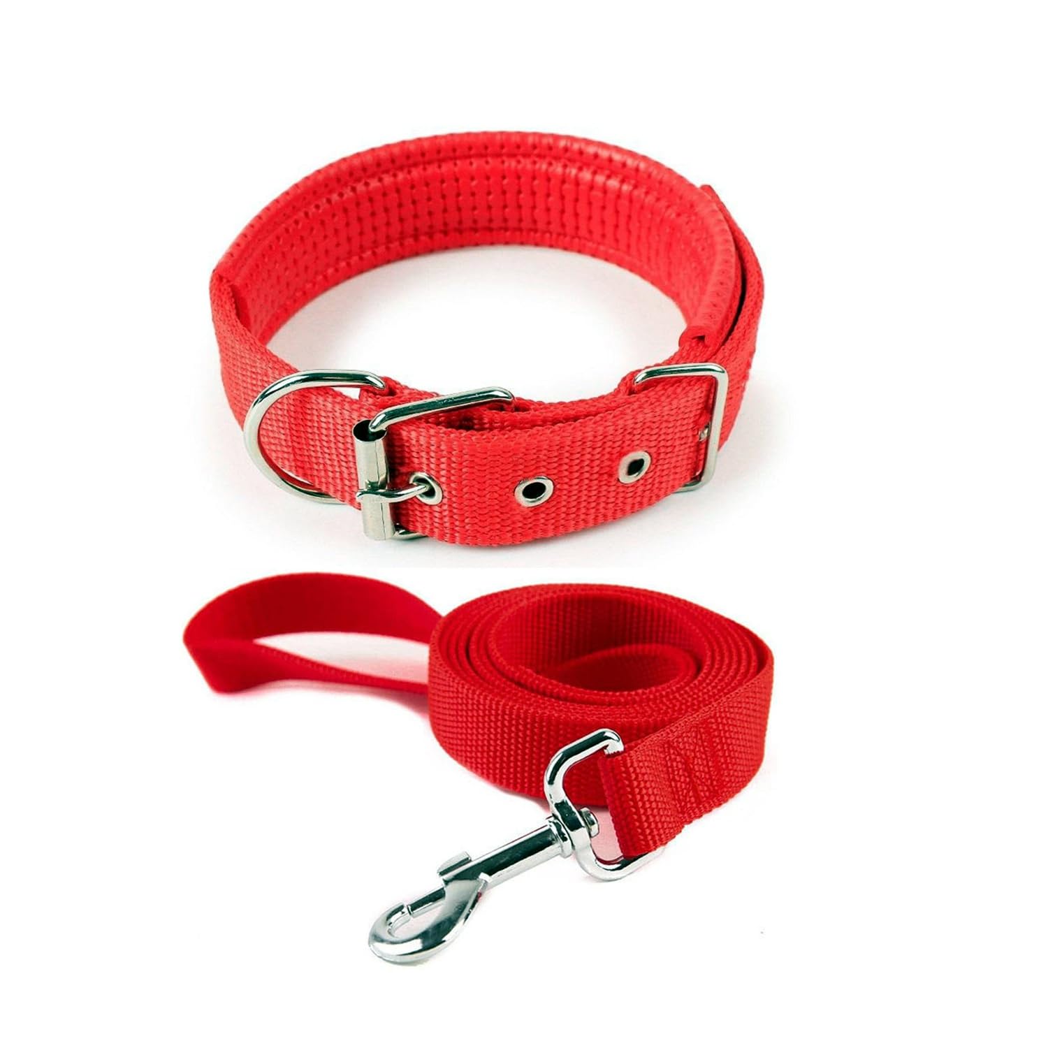 Berlin’s Dog Belt and Leash for Medium Dogs, Dog Collar and Leash for Dogs – Beagle, Pug, Shiba Inu Lease Length 5 feet (Red, Medium 1 Inch)