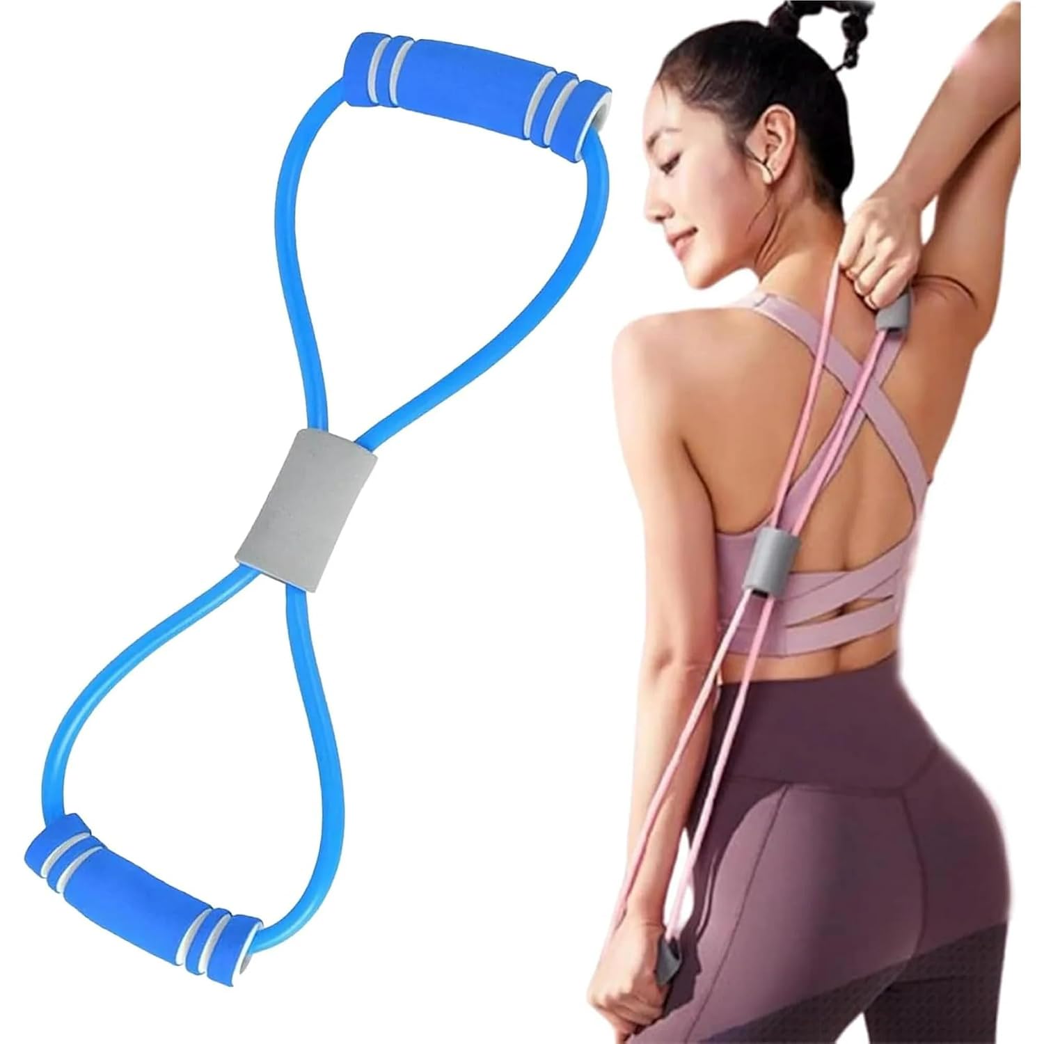 Figure-8 Resistance Tube Rikheeya 8-Shape Resistance Band for Stretch, Exercise & Workout – Durable Home Gym Equipment, Fitness Gear & Exercise Equipment for Full Body Training