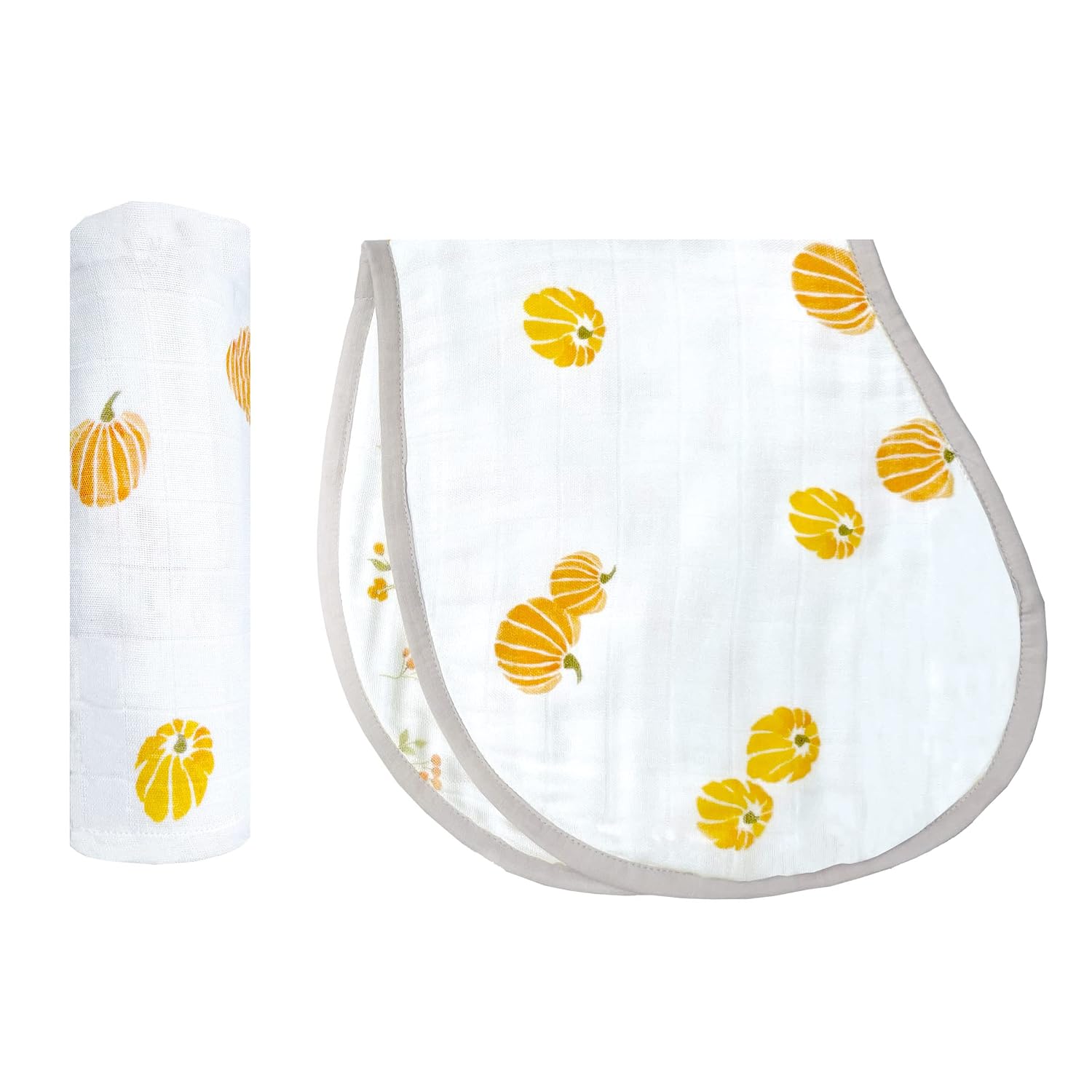 Masilo 100% Bamboo Muslin Burping Cloth & Bibs Gift Set for Newborn Baby-Absorbent & Soft Bibs for Babies / (1 x Burp Cloth & Swaddle) – Our Little Pumpkin