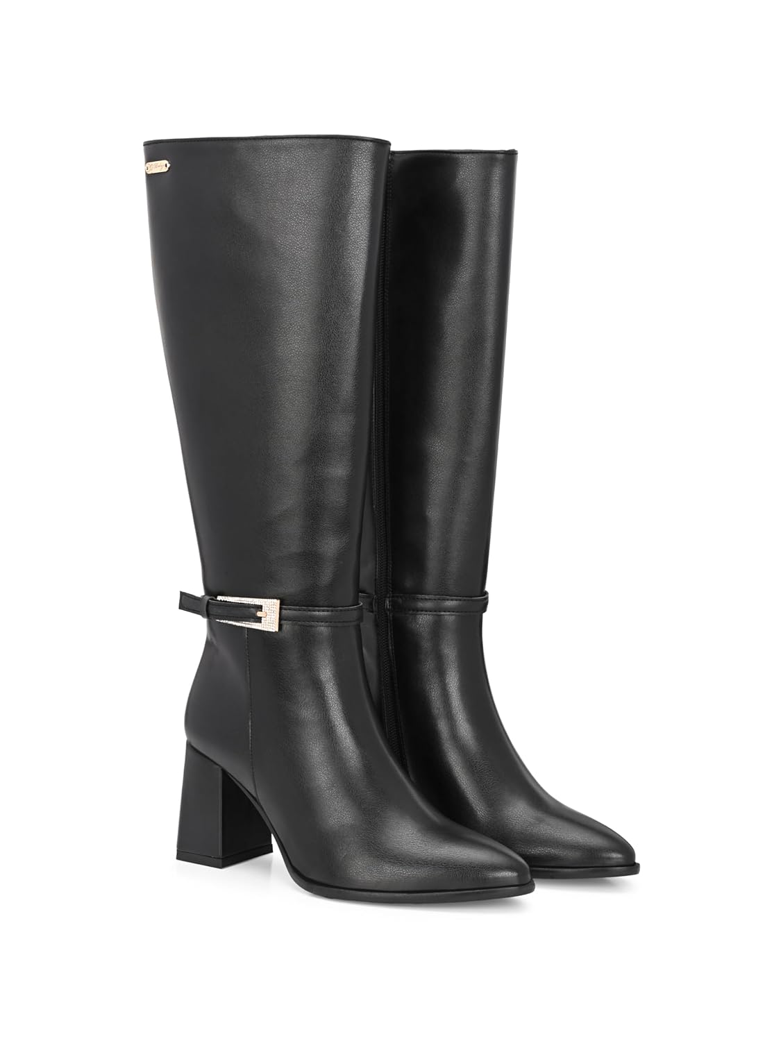 Delize Women Black high heel knee high boots 67866