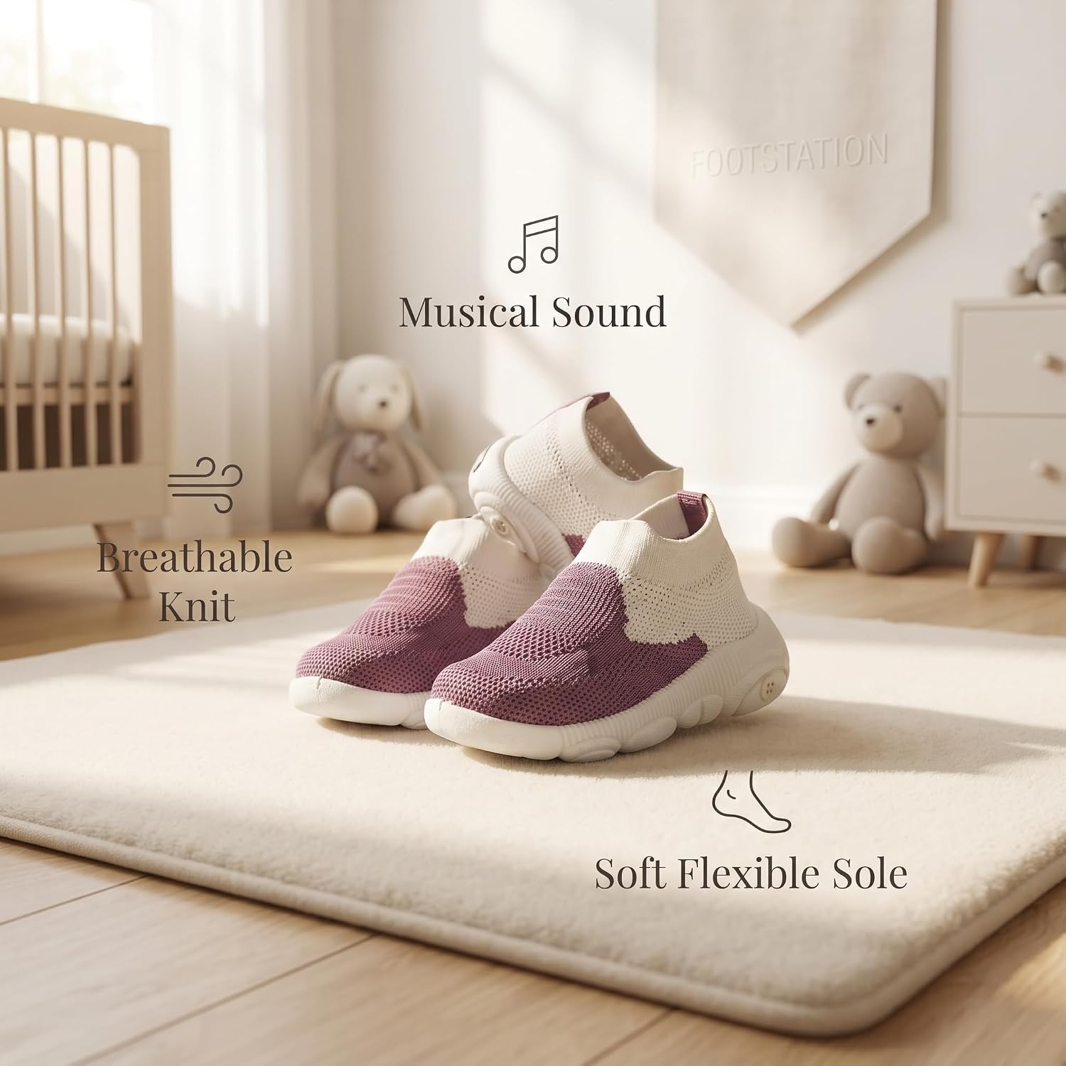 Infant Shoes for Baby Boys & Girls | Musical Sound Walking Shoes | First Walker Shoes for Toddlers | Lightweight Breathable Knit Sneakers | Soft Sole Comfortable Slip On Shoes for Newborns, Babies & Kids