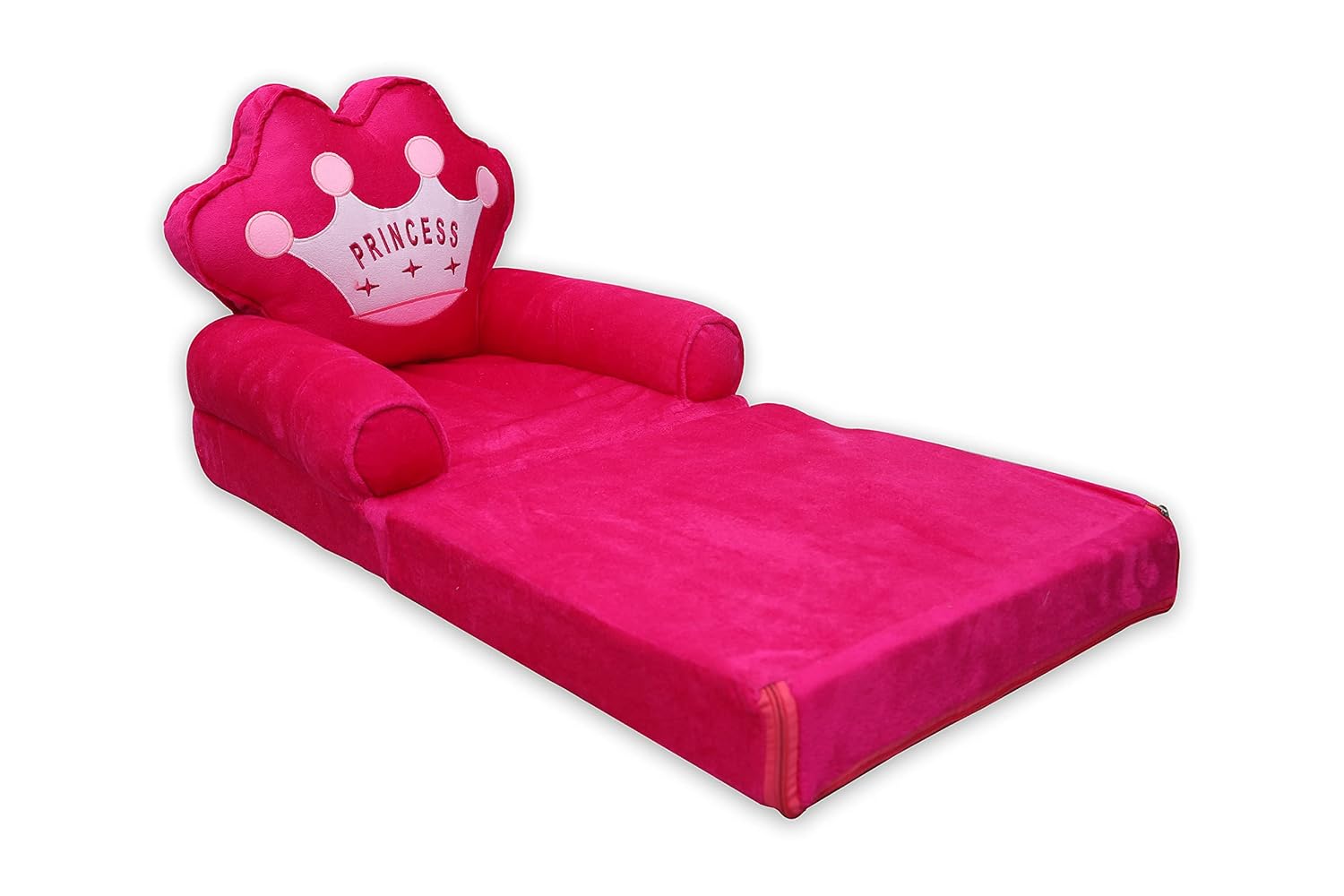 Kids Fiber Foldable Cartoon Princess Sofa Cum Bed Small Baby Sofa Chair for Room Decoration Gift Purpose (0-1.5 Years)-Pink – 1 Seater
