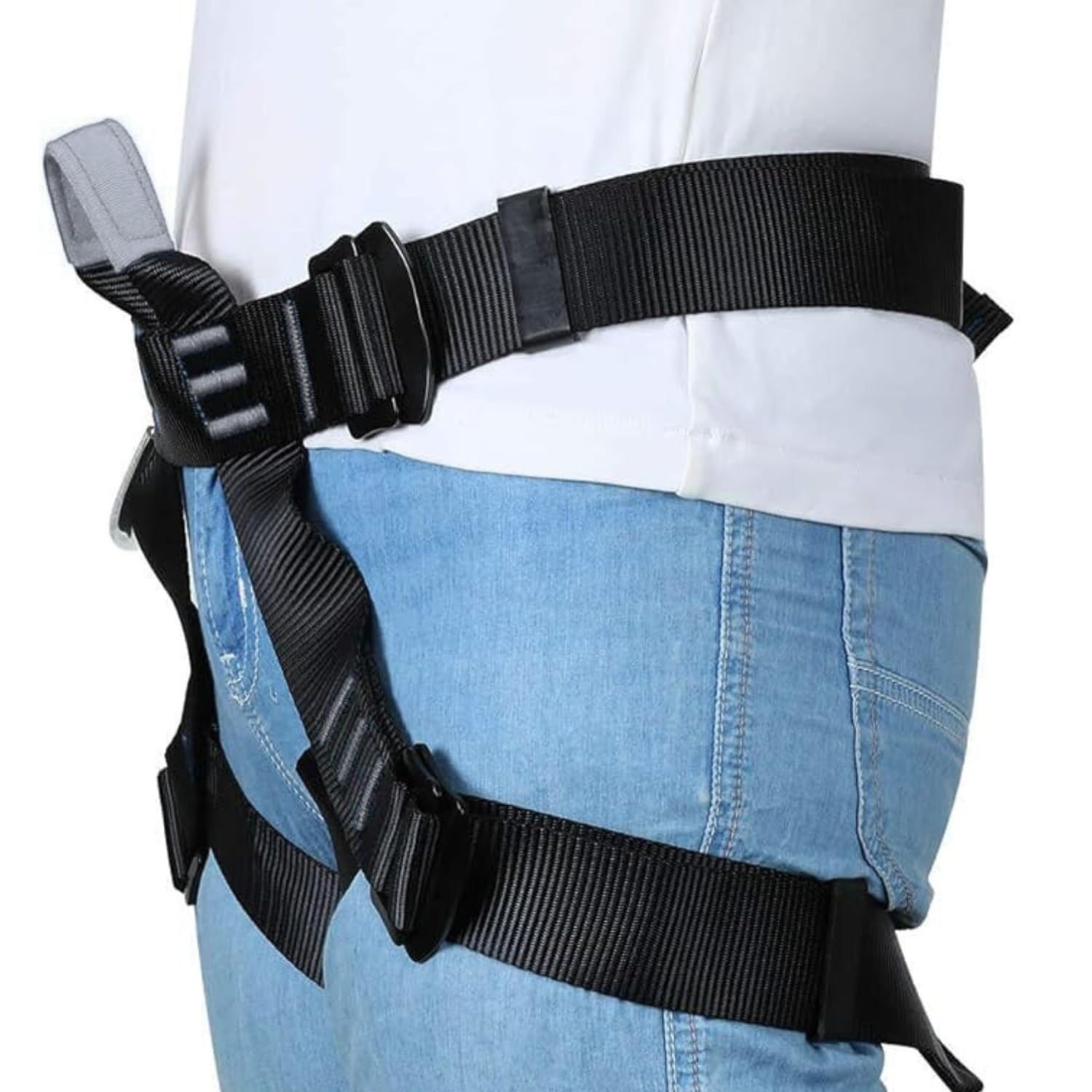 White Tech Climbing Safety Harness Belt Seat Belts for Tree Climbing Outdoor Training Caving Rock Climbing Rappelling and Fall Protection, Climbing, and Industrial Use for Women Man