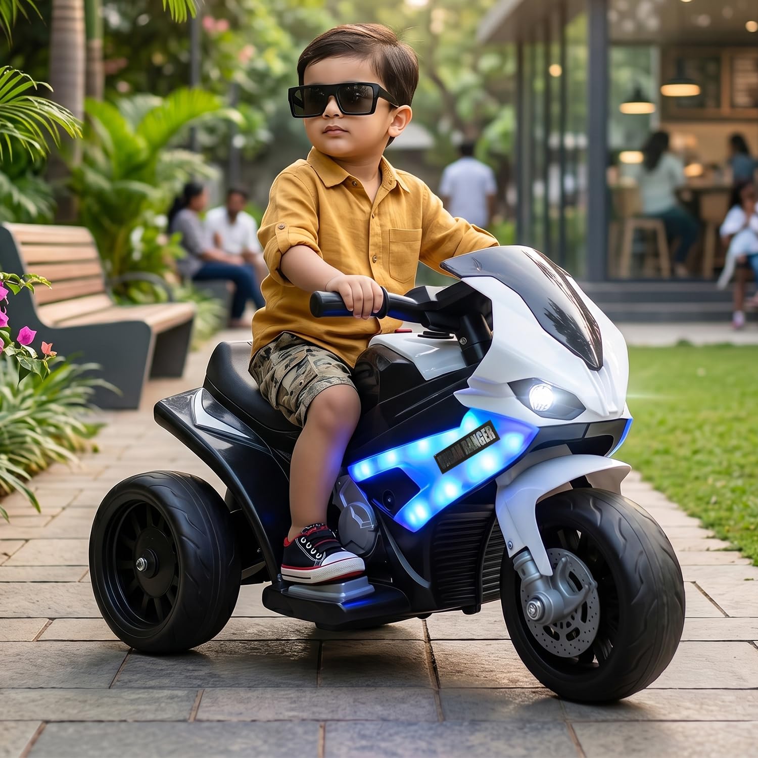 Toyzone Urban Ranger Mini Electric Bike (Blue) | 6V Rechargeable Bike for Kids with 4.5Ah Battery | LED Lights, Music | Smooth Acceleration | 6M Battery Warranty | Age 1.5 to 4 Years, Up to 30kg