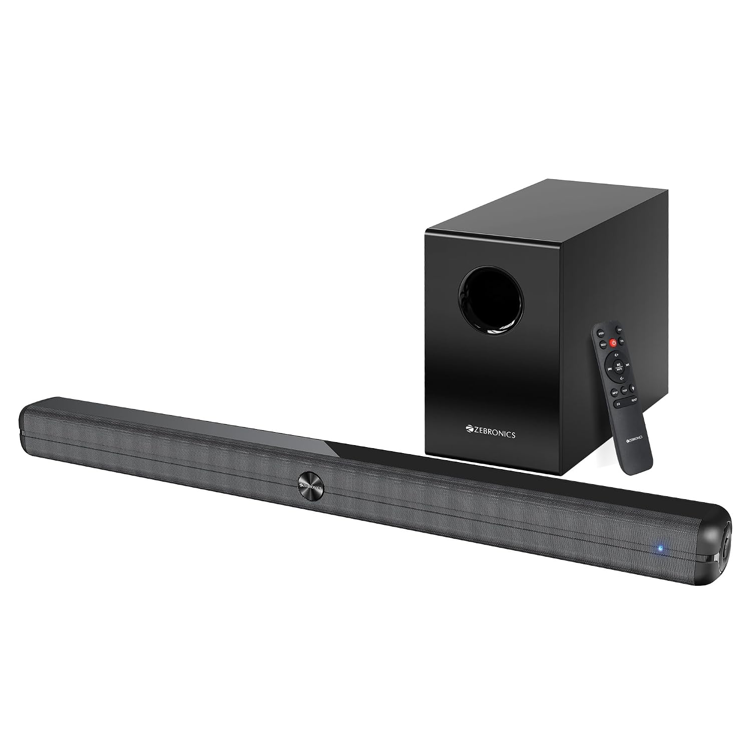 ZEBRONICS 120 Watts Soundbar, Home Theatre, Dual Racetrack Drivers Soundbar, 13.33cm Subwoofer, HDMI ARC, Bluetooth v5.1, USB, Glossy Finish, Wall Mountable, 2.1 Ch (Juke BAR 3910)