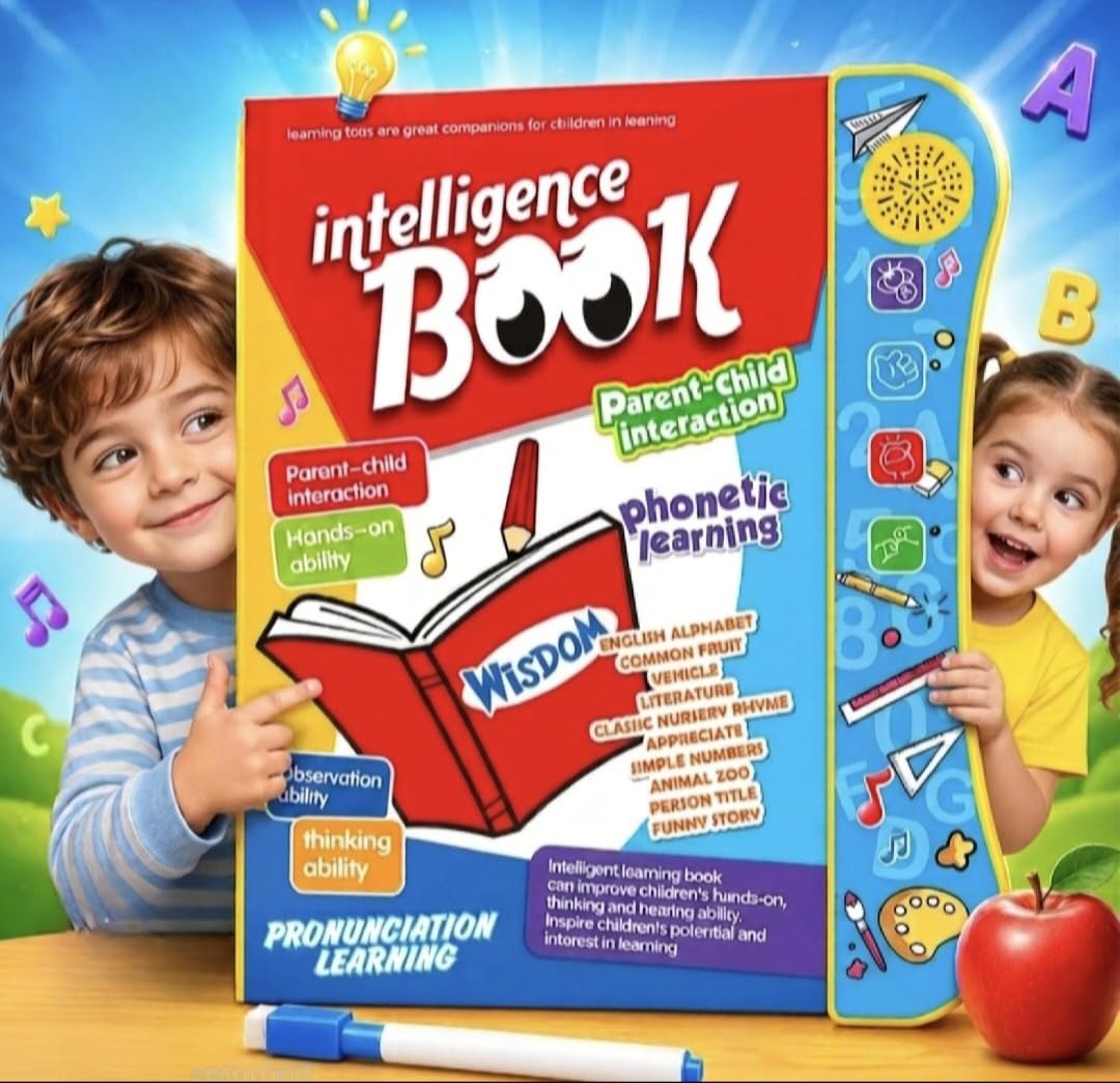 Interactive Sound Book for Kids with Marker (Ages 2–7) Learn Alphabets, Numbers, Shapes & Phonics Educational Talking Book with Music & Touch Features Multicolor Learning Toy for Toddlers
