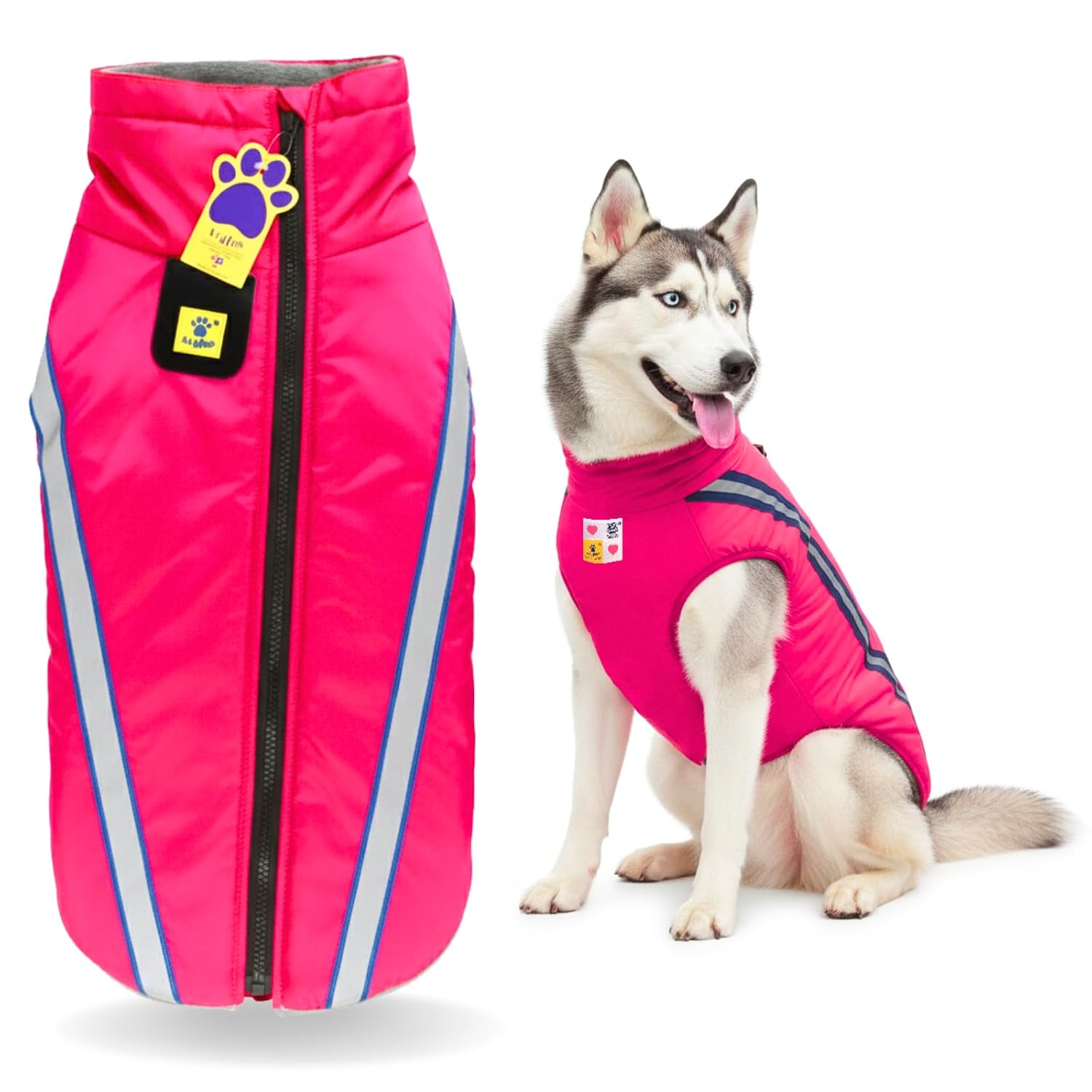 A+a Pets’ Luxurious Rain & Wind’ Jacket for Dogs | 27″ Length | Recommended Non Slip Coat for Rain & Snow | Full Body Coverage with Leash Opening | Warm & Comfortable (Pink, 5XL)