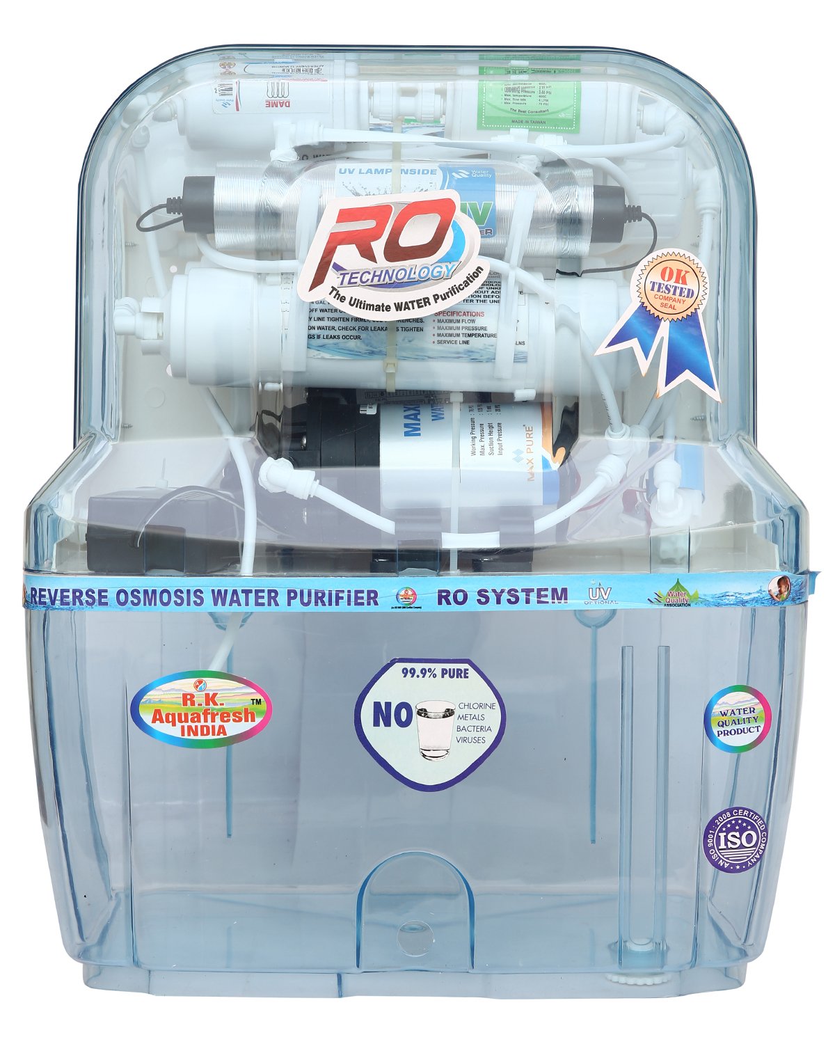 R.k. Aqua Fresh India AZ-14 Stage Transparent Storage Ro Uv Uf Minerals Ro Water Purifier