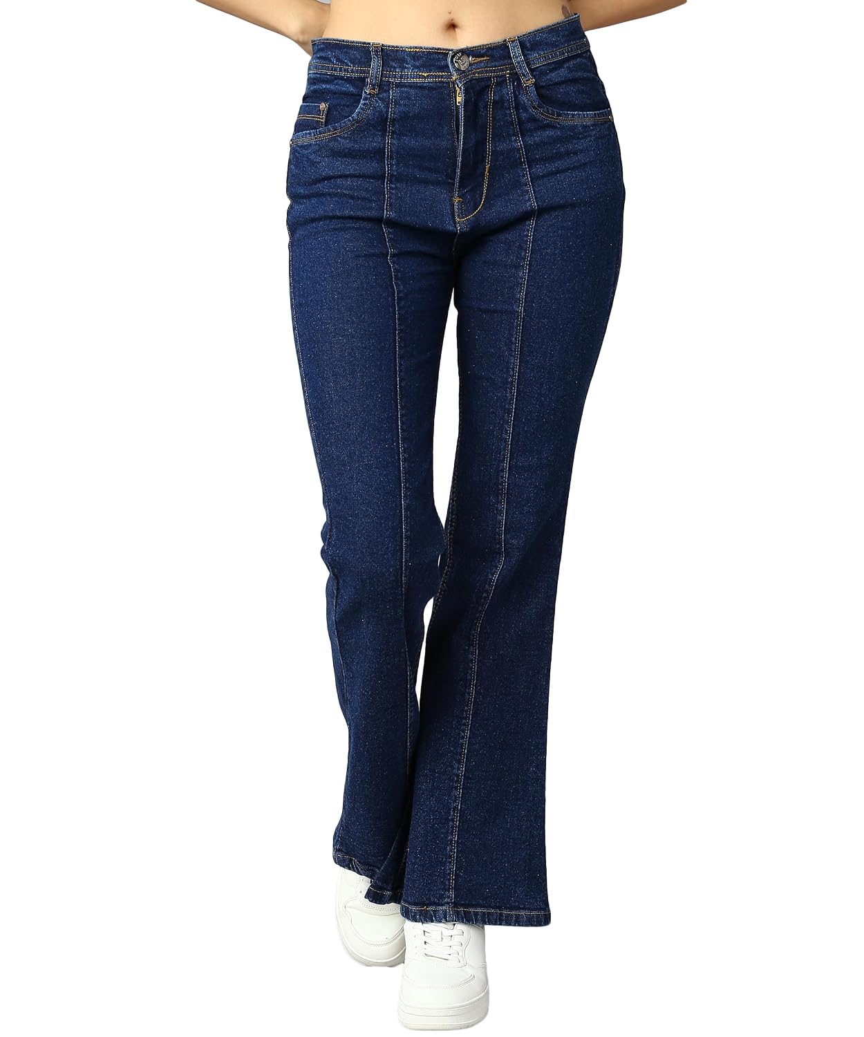 Nifty Womens Mid Rise Denim Wide Leg Jeans