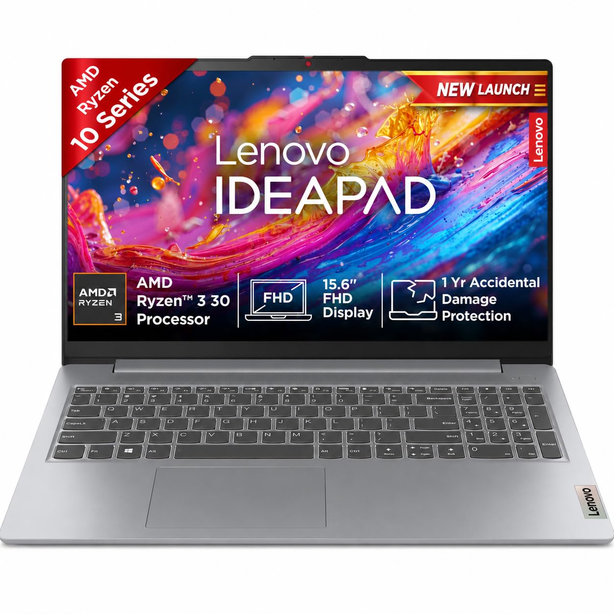 Lenovo IdeaPad Slim 3, Ryzen 3 30, 8GB RAM, 512GB SSD, FHD Thin and Light Laptop, 15.6″ (39.6cm), Windows 11, Office 2024, Grey, 1.6Kg, 82XQ01VYIN, AMD Radeon 610M Graphics, Laptop