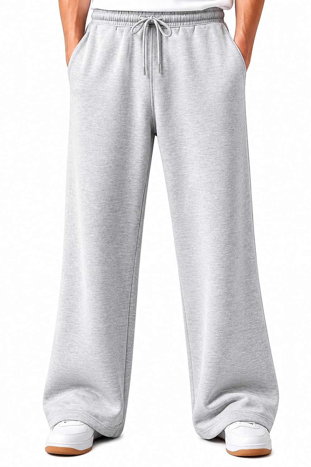Men’s Baggy Track Pants | Oversized Cotton Joggers with Elastic Waistband, 2 Side Pockets & One Zipper Pocket | Relaxed Fit Streetwear, Gym & Casual Wear