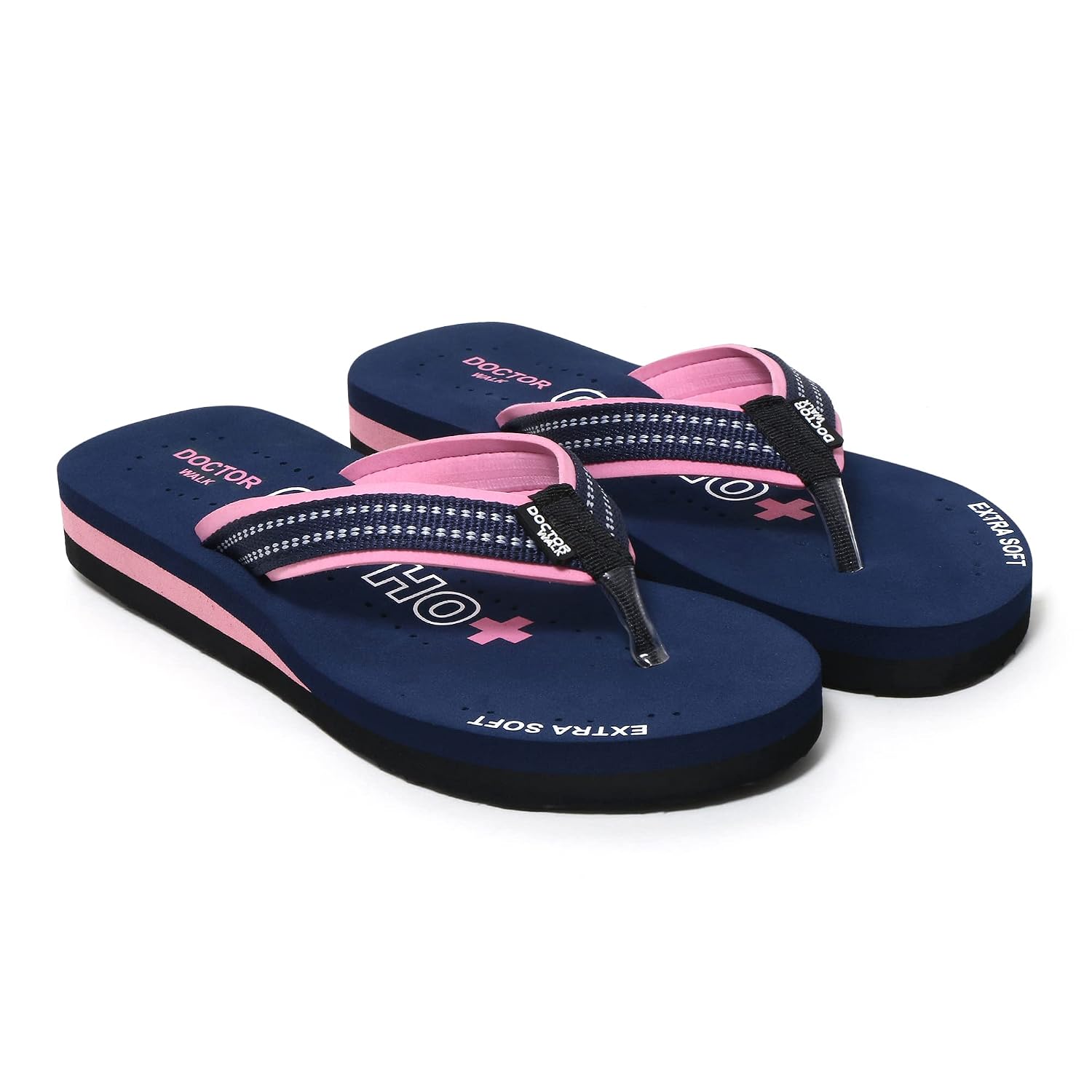 Doctor Walk Soft Comfort Flip Flops, Black and Red, Cushioned Thong Sandals Slipper for Women’s