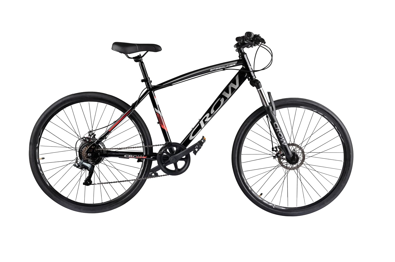 CROW – SPEEDLINER Hybrid Cycles for Men & Adults | 7 Gear Cycle for Boys | Gear Cycle 7 Speed for Men with, Front Suspension, Disc Brakes | Ideal for 15+ Years, 5.8FT+