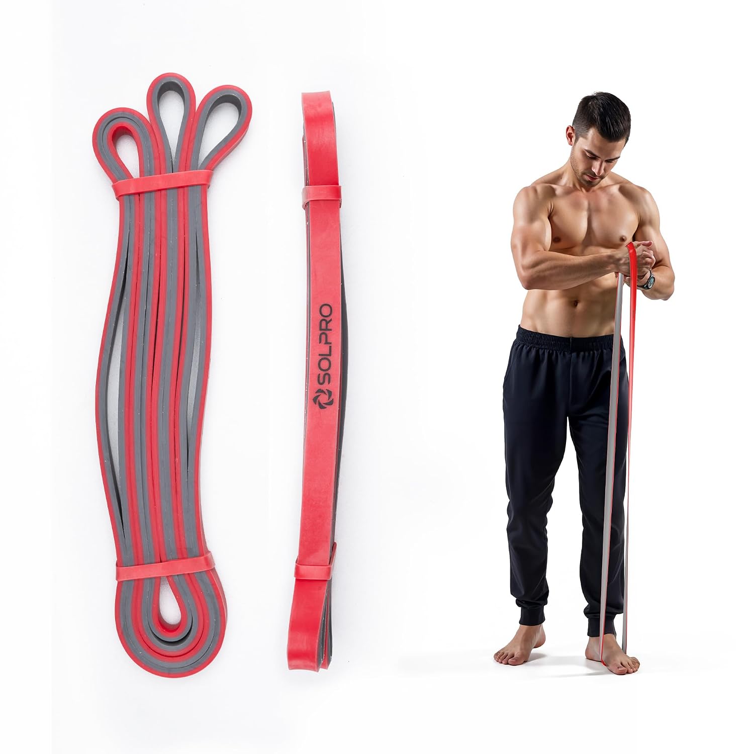 Solpro PowerFlex Max Resistance Band for Men & Women | Heavy-Duty Latex Band for Strength, Stretching, Mobility, Rehab | Ideal for Home Gym, Crossfit, Yoga, Full-Body Workouts