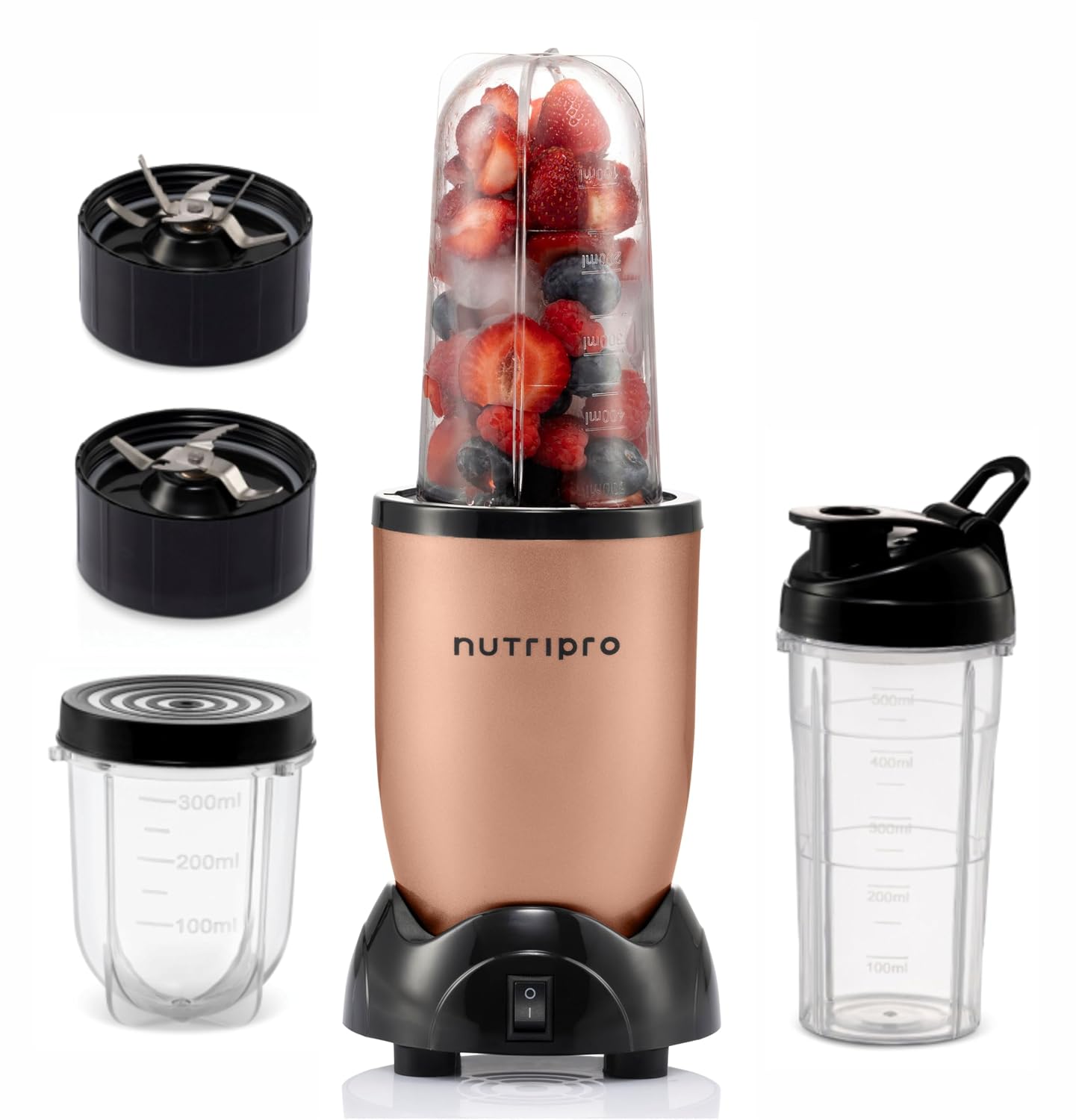 NutriPro Juicer Mixer Grinder – Smoothie Maker – 500 Watts (3 Jars & 2 Blades, Gold) – 1 Year Warranty