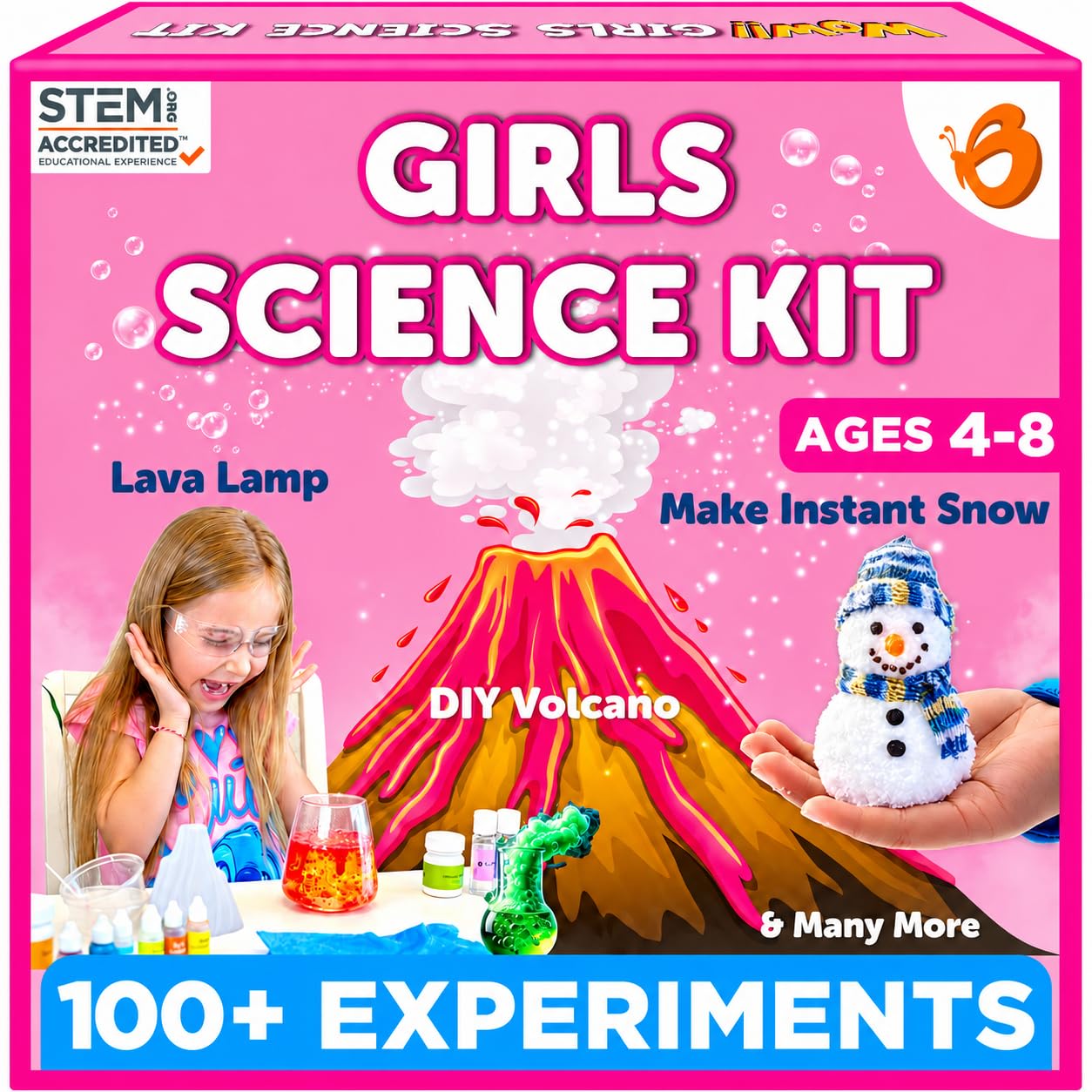 Butterfly EduFields 100+ Experiments Girls Science Kit for Kids Age 5-7 6-8