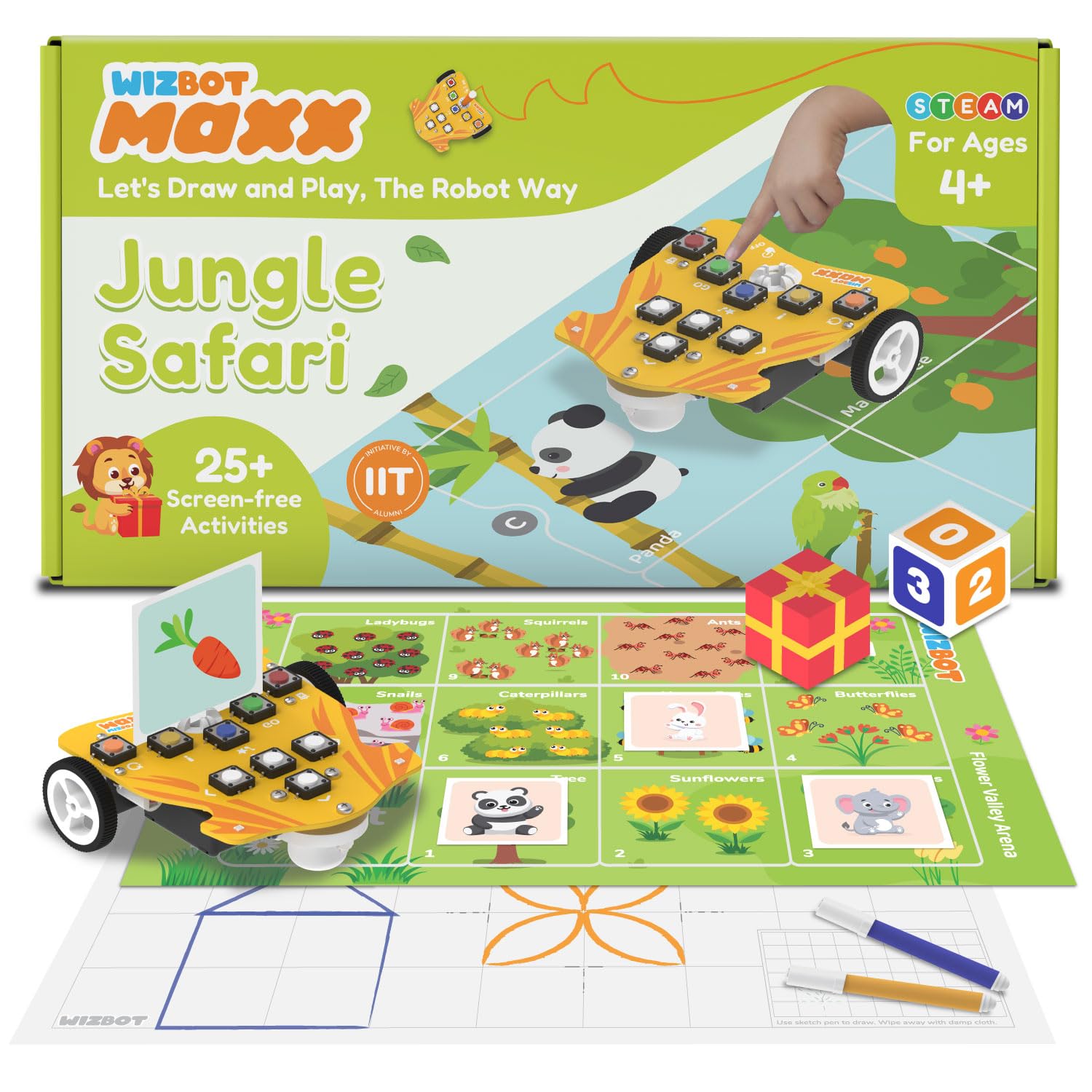 Maxx Jungle Safari Screen-Free Robot Toy Kit for Kids 4-5 Years with 25+ Activities | Play Games and Draw with Robot | STEM Learning | Birthday Gift for Boys & Girls