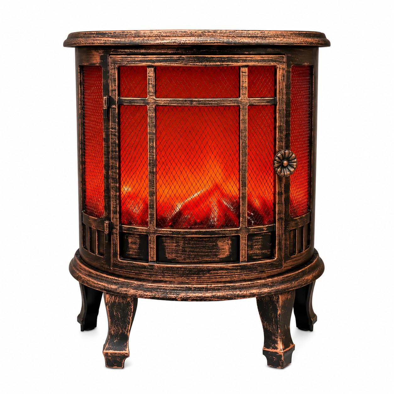 Uptrix Decorative Fireplace Lamp with Realistic Ember Flame Effect Antique Finish Tabletop Decor Light for Living Room.