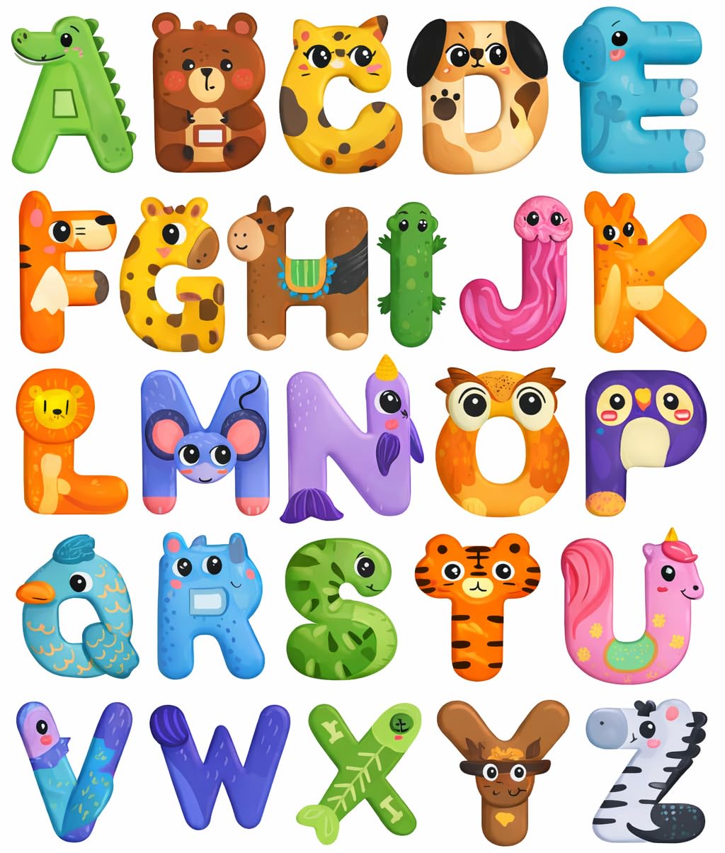 Lyrovo Magnetic Alphabet Letters for Kids – 26 Capital ABCD Animal Magnets – ABCD Toys for Kids