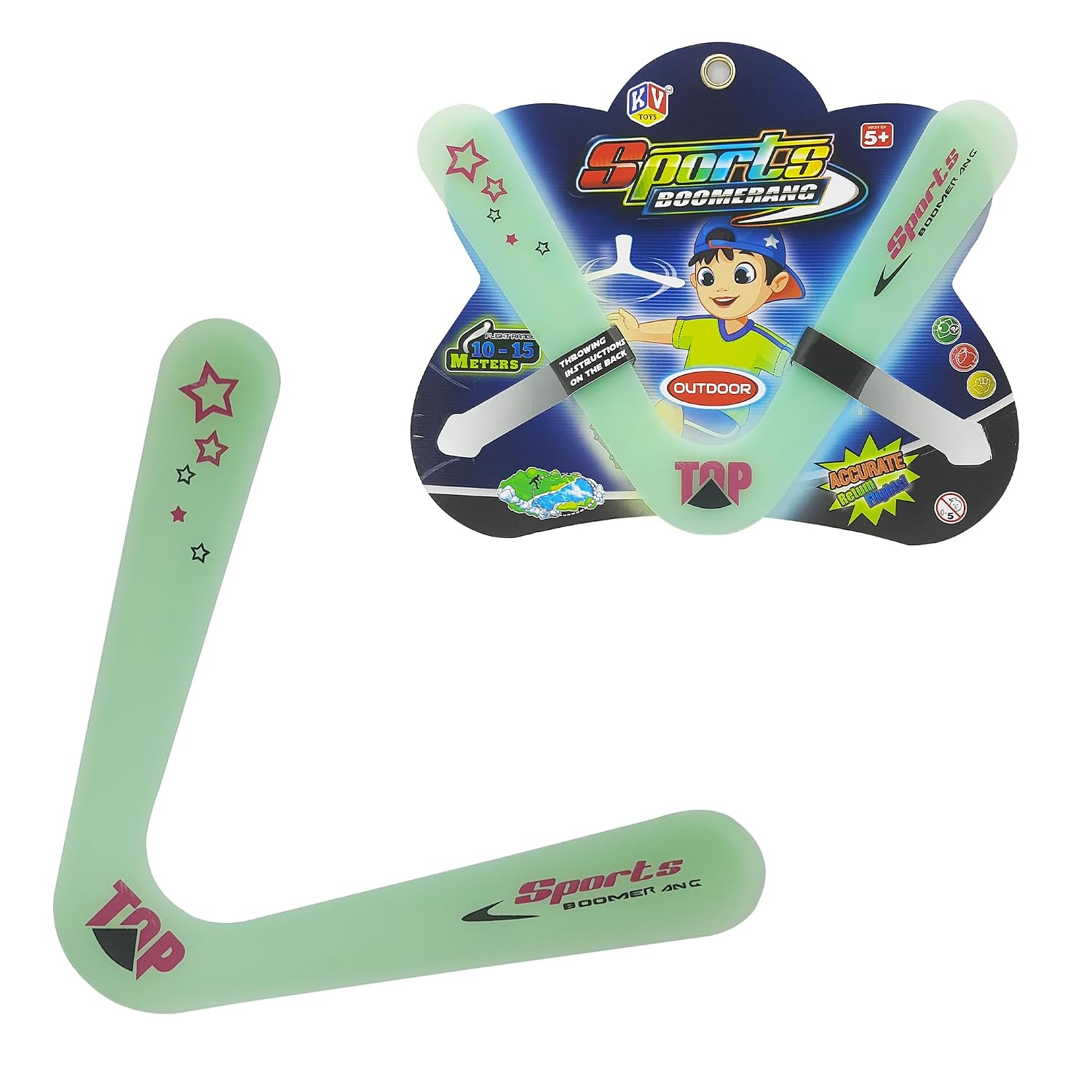 KiddyBuddy Glow in The Dark Lightning Boomerang Kids Outdoor Toy – Best Outside Boys Toys Age 6-8-Toy Boomerangs Gifts for Boys 8-12 Girls All Ages-Fun Backyard Games Flying Game-Gift Ideas for Kids
