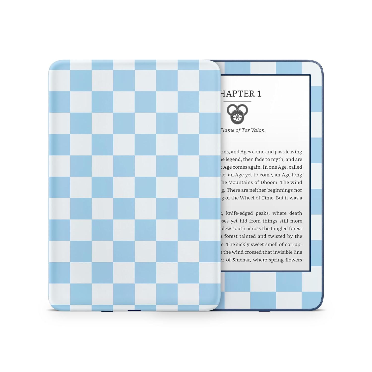 Tacky Design Kindle paperwhite volume 12. Chessboard Skin for 2024 Minimalist Checkered Vinyl Wrap, Premium 3M Decal Sticker for Full Surface Finish (Blue & Light Blue, Paperwhite (12