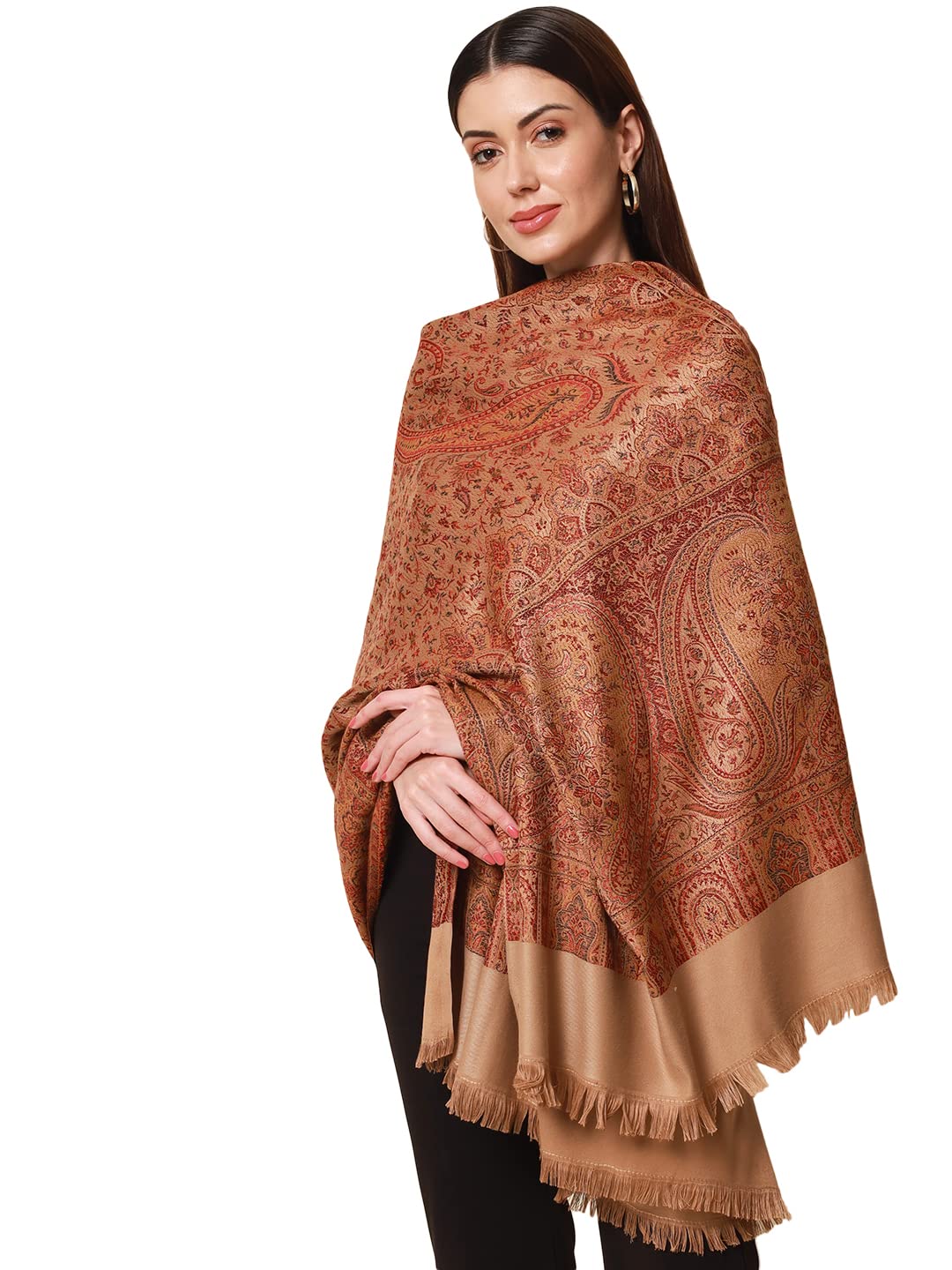 Pashmoda- Women’s Faux Pashmina Jamawar Shawl, Wrap(SIZE: 40X80 Inches)