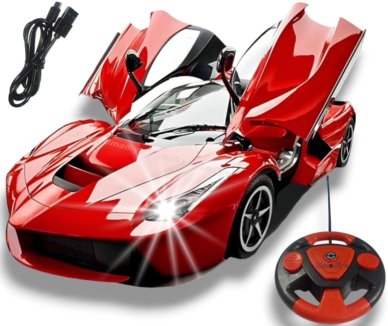 Sky Tech® Big Size Rechargeable Racing Car with Remote Control Sports Car with Openable Doors High Performance Rc Car with Led Lights for Kids Super Sports for Kids Speed Rc Car Toy Multicolor