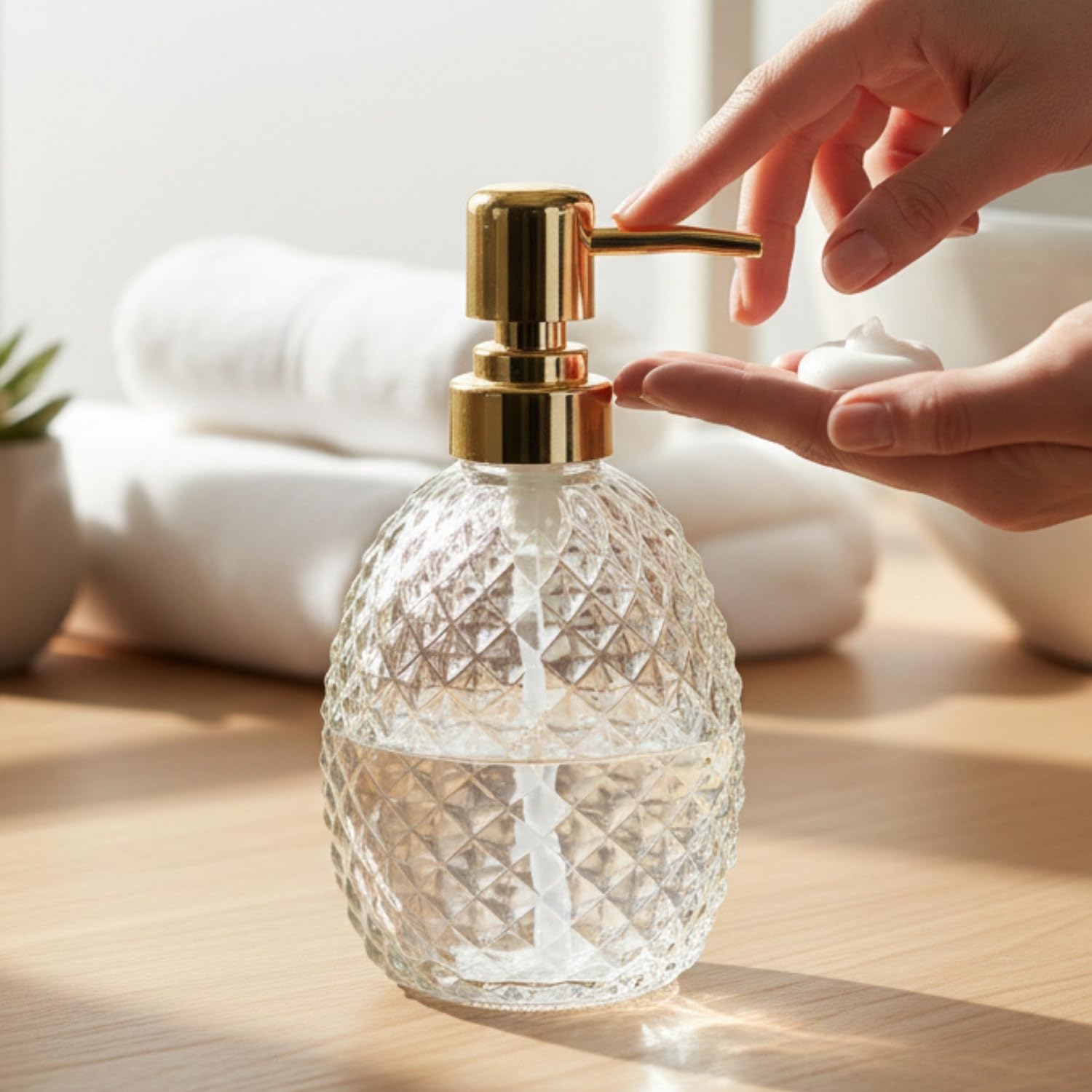Kookee Glass Liquid Soap Dispenser for Bathroom, Set of 1, Clear (11597)