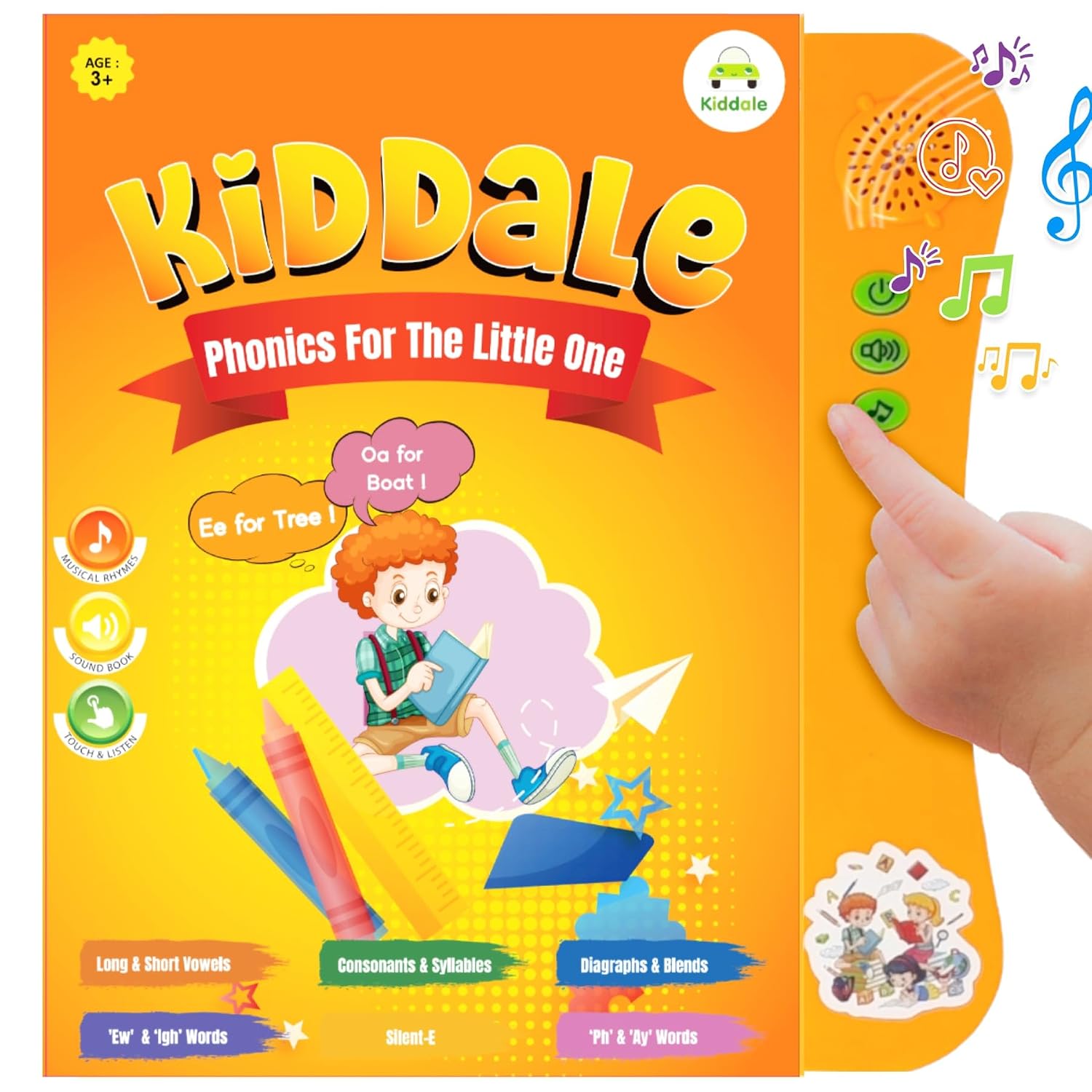 Kiddale’s Phonics Sound Book for Kids | Musical Phonetic Learning with Audio | Learn Letter Sounds & Early Reading | Intelligent, Smart, Talking| Ideal Gift for Children 2–7 Years
