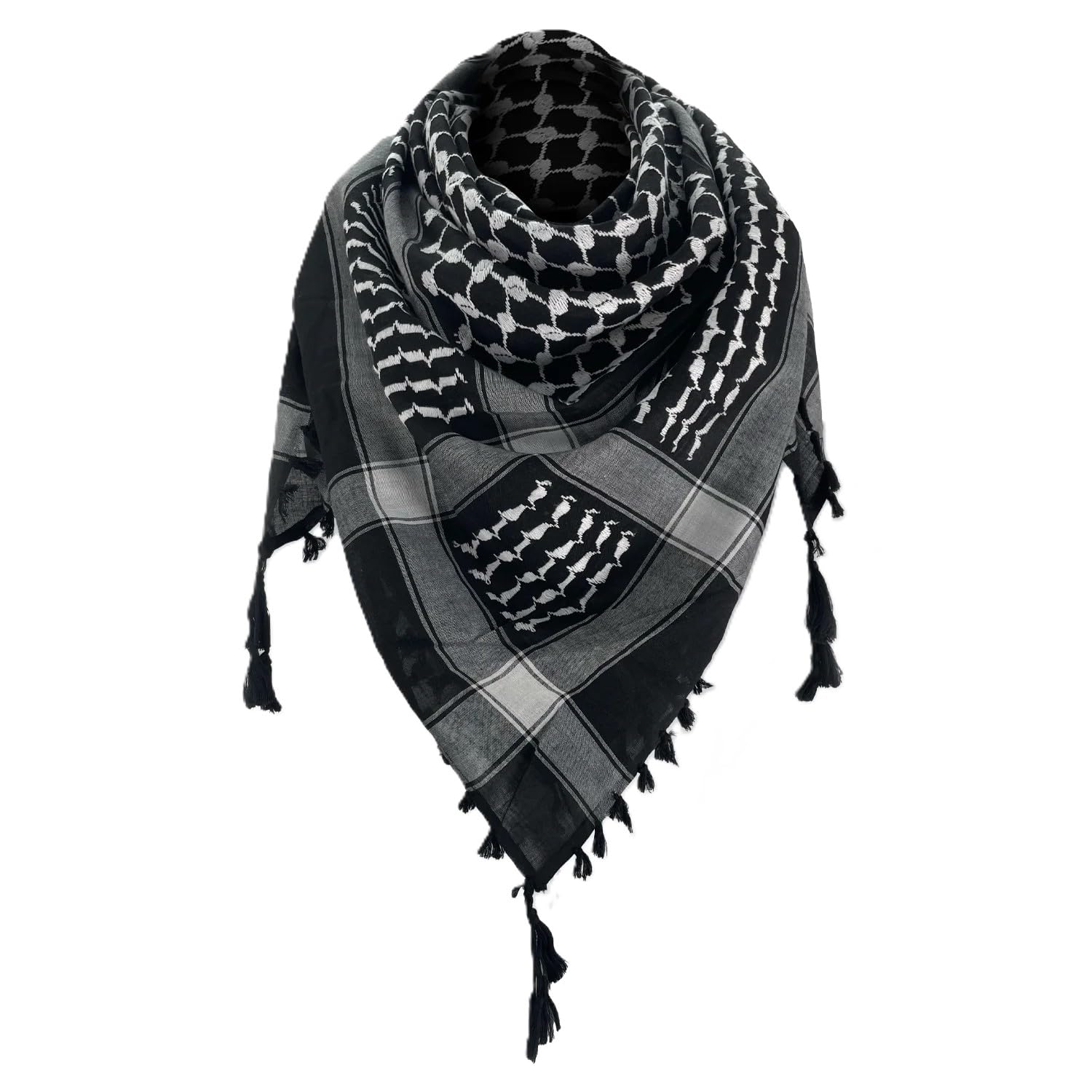 Palestinian Scarf Keffiyeh Black White Houndstooth Design Mens 48x48in
