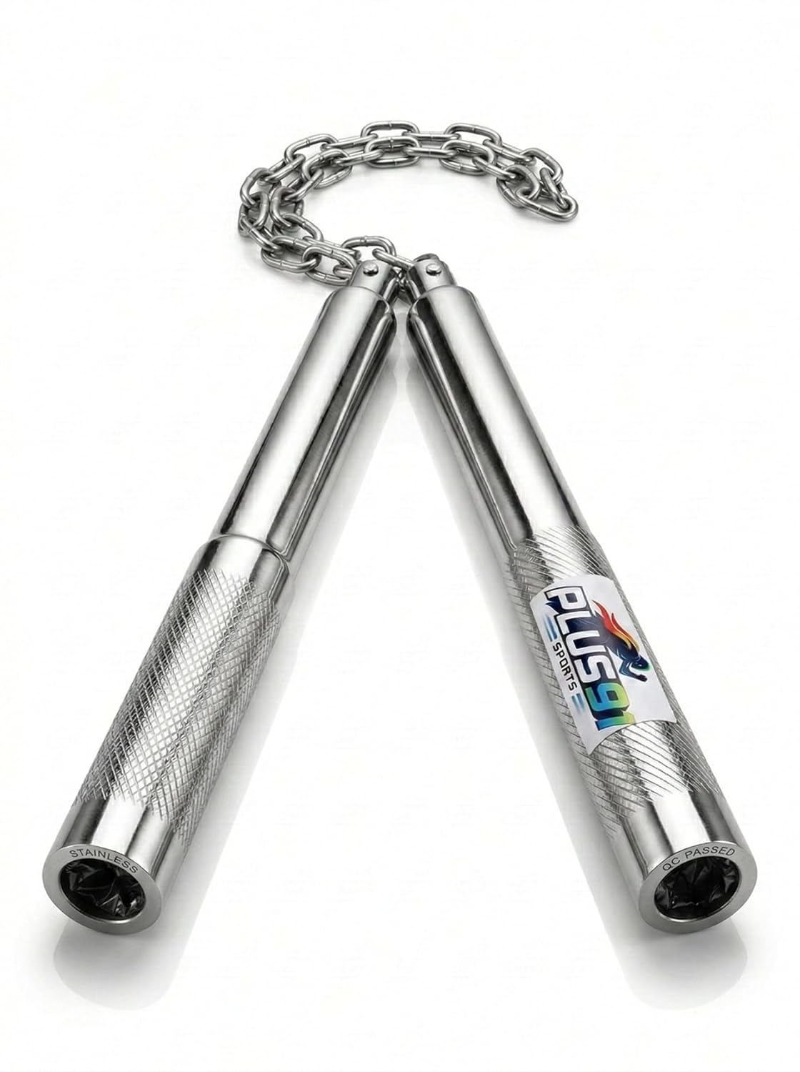 Pro Steel Nunchaku Metal with Chain – Martial Arts Training Weapon for Karate, Kung Fu & Self Defense | Anti-Slip Grip Heavy Duty Practice Nunchaku for Beginners & Professionals